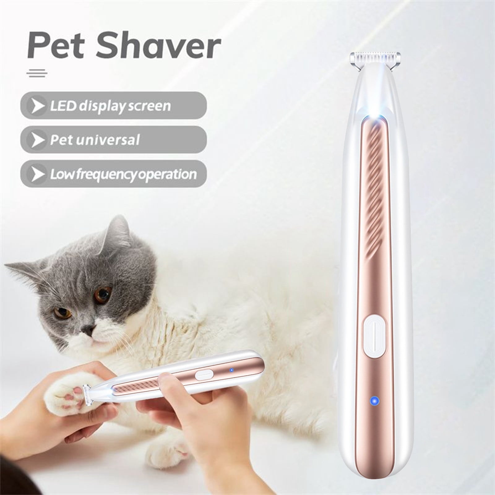Pet Grooming Kit Gentle Low Noise Rechargeable Clipper with LED Light for Precise Trimming Around Sensitive Areas