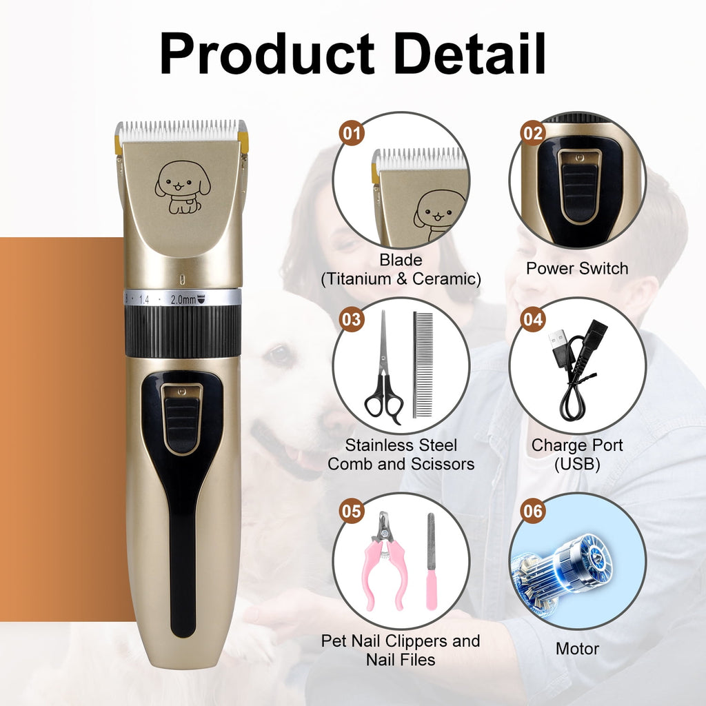 Rechargeable Cordless Dogs Cats Grooming Clippers,Professional Pet Hair Clippers with Comb Guides Low Noise Quiet Dog Shaver Electric Hair Clipper Set for Dogs Cats Horses Animals Pet Grooming Kit