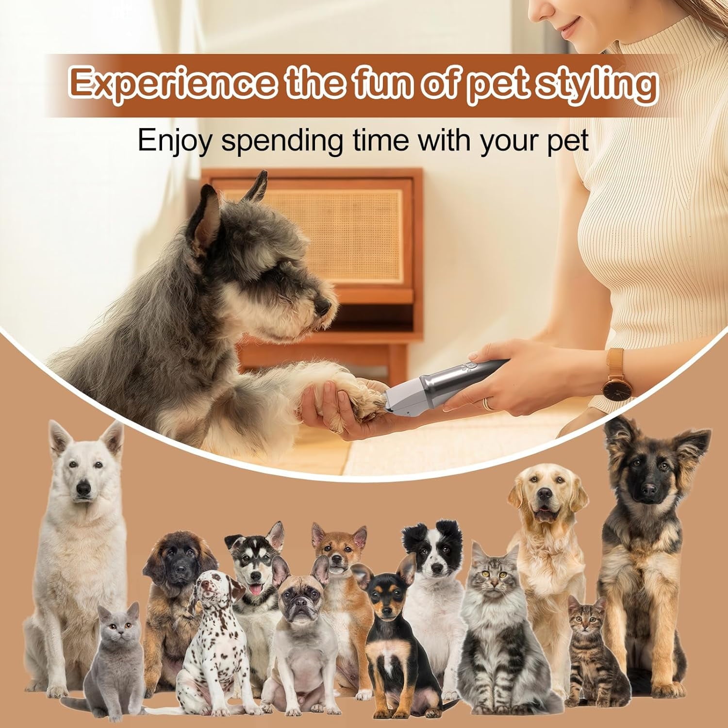 VANECL 4 in 1 Dog Grooming Clippers Kit with LED Display,Waterproof Dog Clippers Cordless for thick hair,Low Noise Dog Hair Trimmer for Dogs Cats Animals