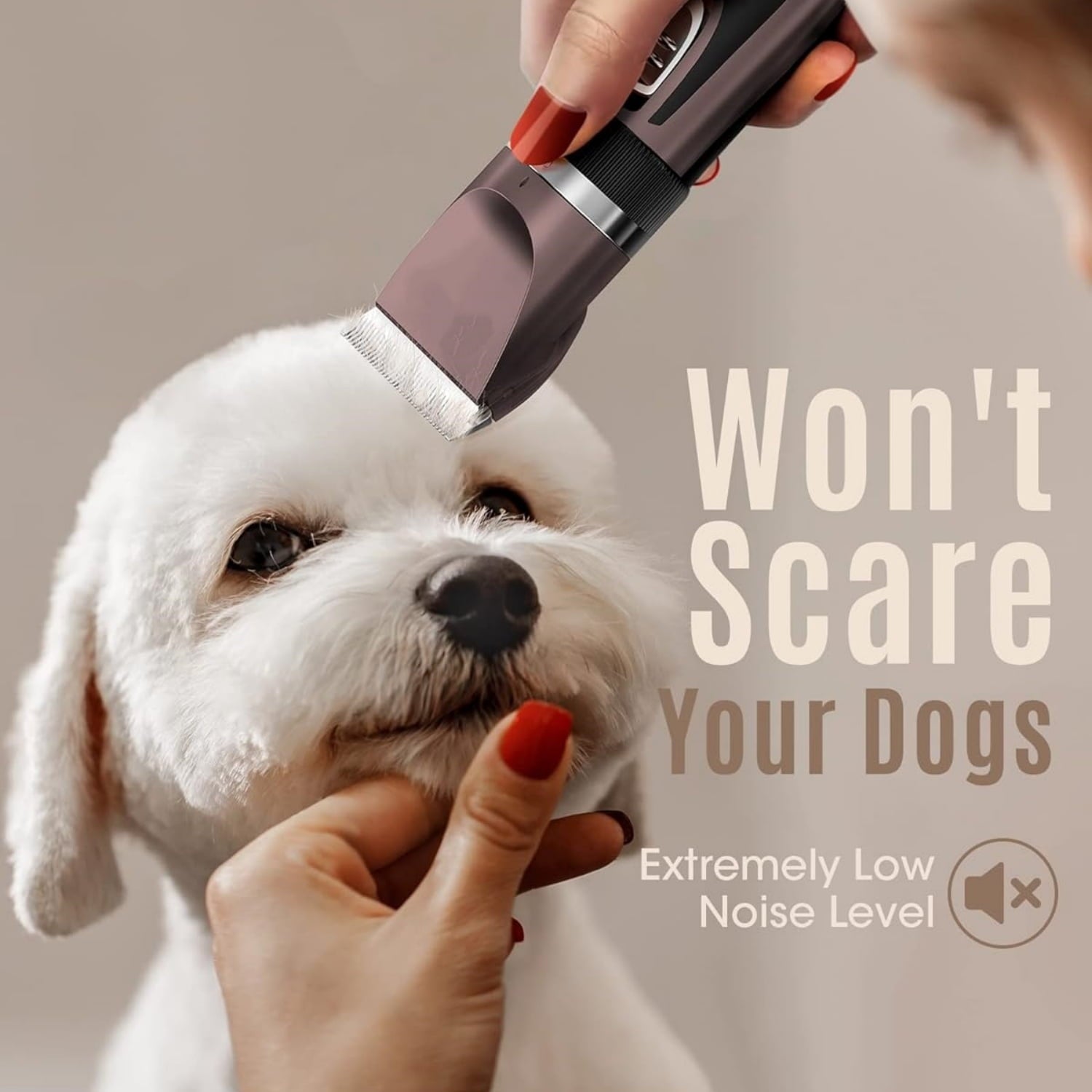 Low Noise Dog Clippers, 2-Speed Quiet Grooming Kit Rechargeable Cordless Pet Hair Clipper Trimmer Shaver for Small and Large Dogs Cats Animals