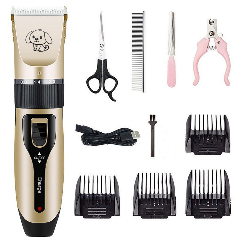 AUHomi Dog Grooming Kit Clippers, Low Noise, Rechargeable, Cordless, Pet Electric Shaver Cat and Dog, Electric Hair Clipper, Pet Professional Beauty Trim Set (Electric Clipper Set, Scissors, Comb)