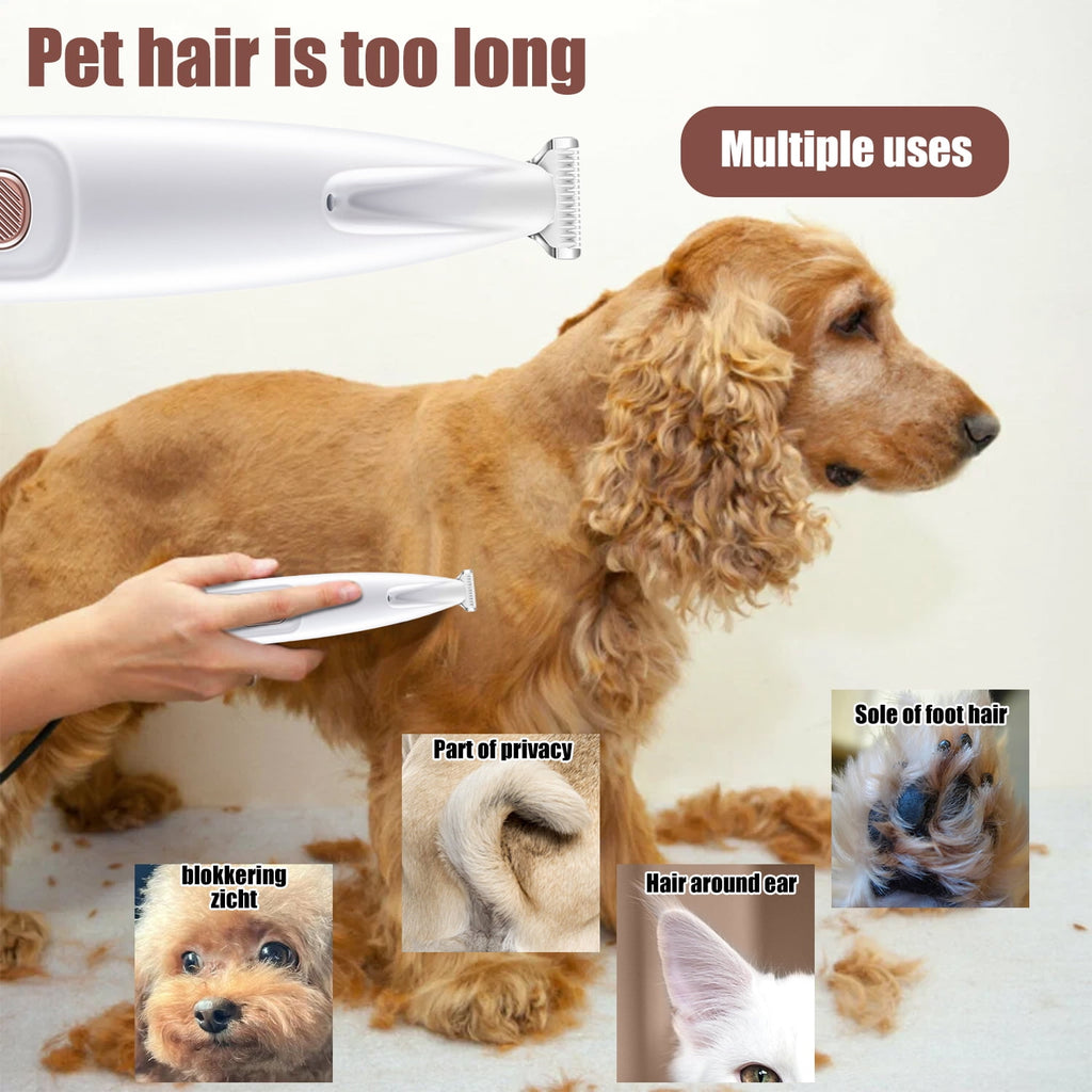 Audessy Electric Clipper for Dogs and Cats, Pet Hair Clipper with LED Light, Multifunctional Electric Pet Clipper Kit, for Grooming Pet Hair Around Paws, Eyes, Face and Rump