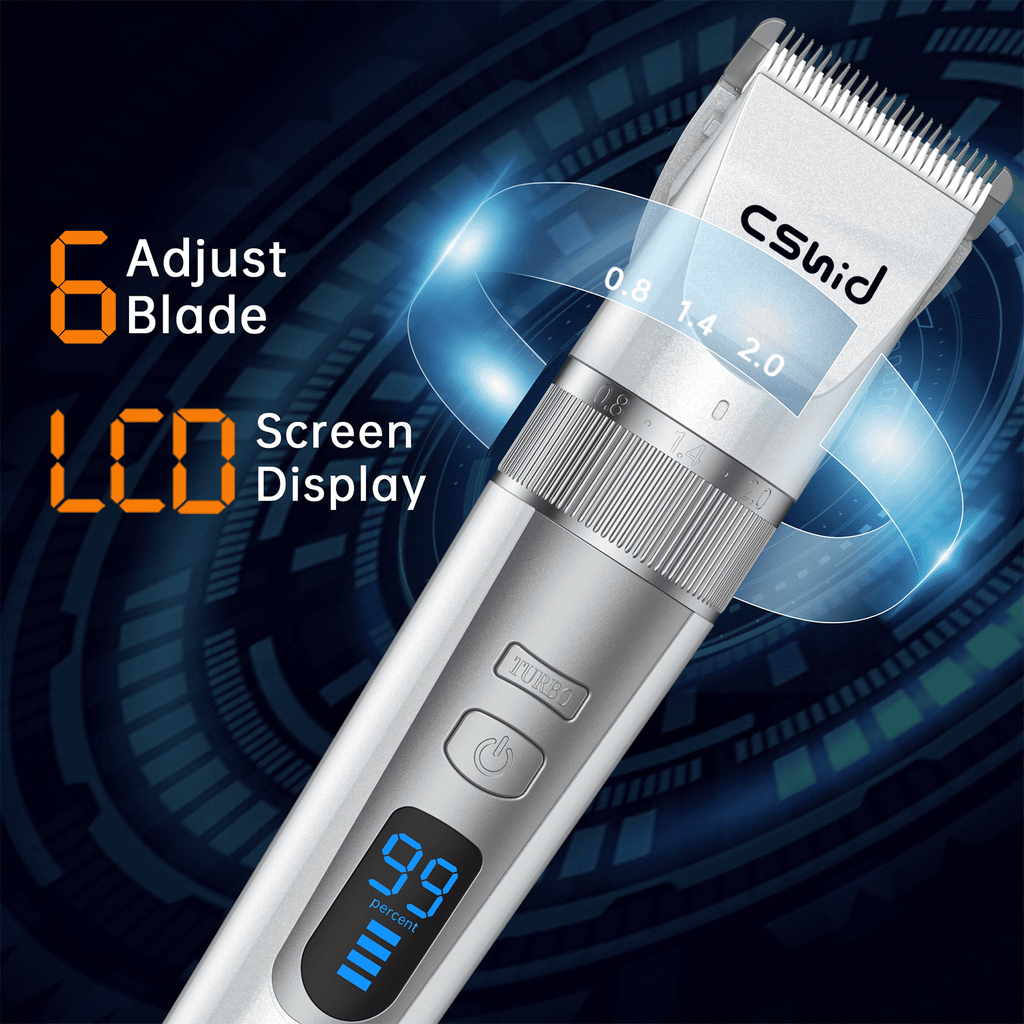 Dog Clippers with Charging Base, Professional LED Display Dog Heavy Duty Grooming Kit, 4 Speed Low Noise High Power Rechargeable Cordless Pet Tools for Small Large Dogs Cats with Thick Coats, White