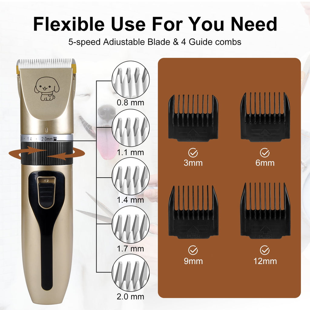 Rechargeable Cordless Dogs Cats Grooming Clippers,Professional Pet Hair Clippers with Comb Guides Low Noise Quiet Dog Shaver Electric Hair Clipper Set for Dogs Cats Horses Animals Pet Grooming Kit