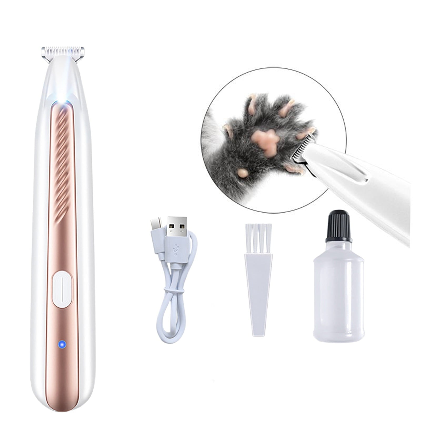 Pet Grooming Kit Gentle Low Noise Rechargeable Clipper with LED Light for Precise Trimming Around Sensitive Areas