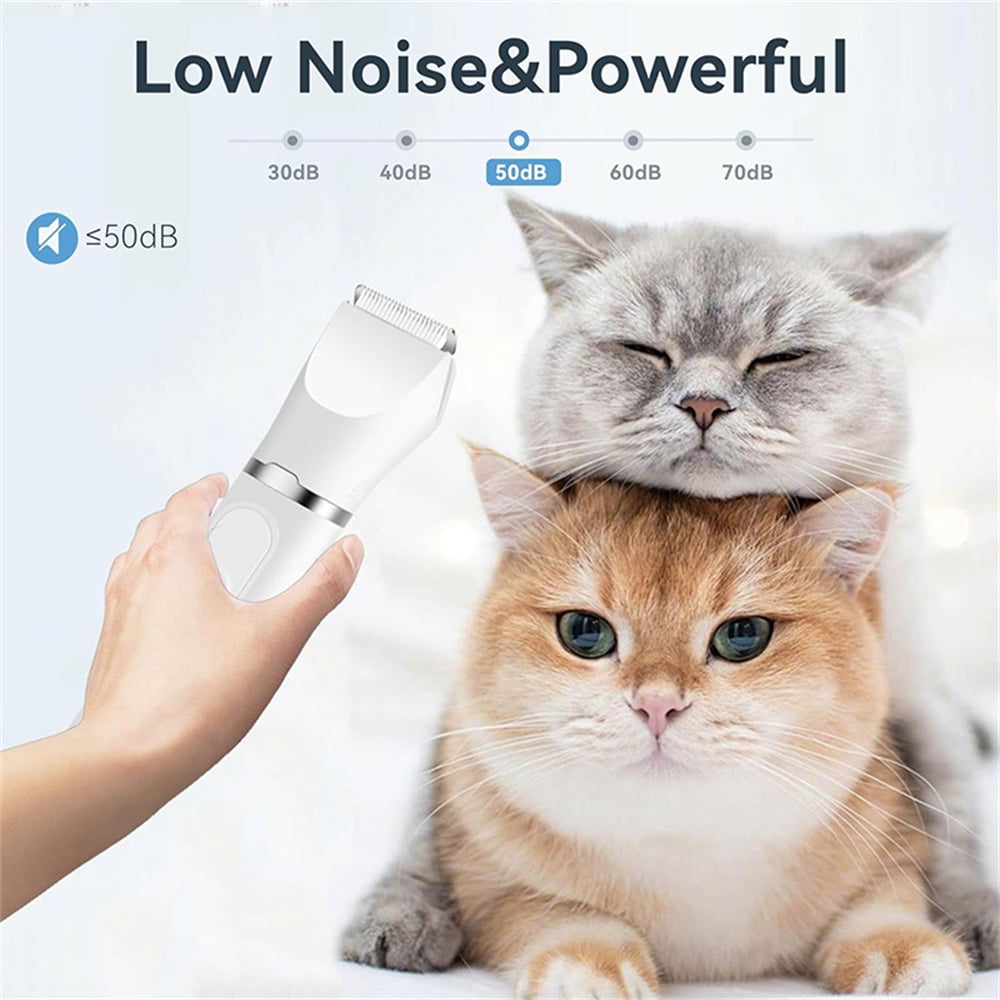 INTELIVE Dog Hair Clippers Grooming Kit, 4 in 1 Electric Trimmer, Low Noise Rechargeable Cordless Pet Hair Grooming with Nail Grinder for Cats Dogs Pets