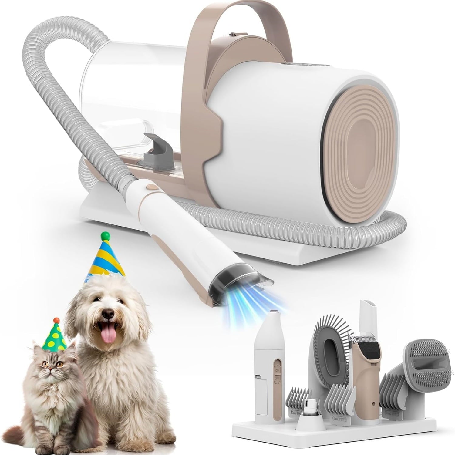 Dog Grooming Vacuum, Pet Grooming Kit, Dog Clipper Nail Trimmer Grinder, 2.5L Dust Cup 7 Grooming Tools 11000Pa Dog Vacuum for Shedding Grooming, Pet Grooming Vacuum for Dogs, Home Cleaning, PG50 Plu