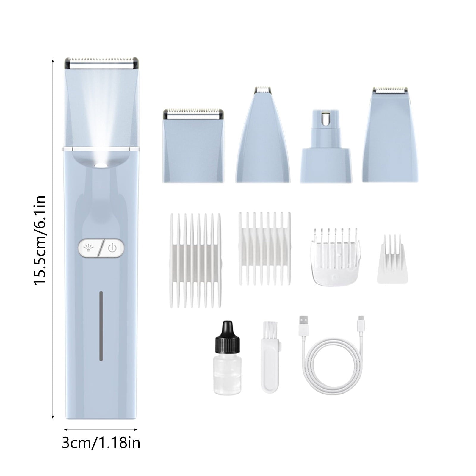 Chmadoxn 4-in-1 Pet Hair Clipper & Nail Grinder Set, Low Noise Cordless Dog Grooming Kit, USB Rechargeable Cat Shaver Washable Electrical Trimmer for Dogs Cats Paws