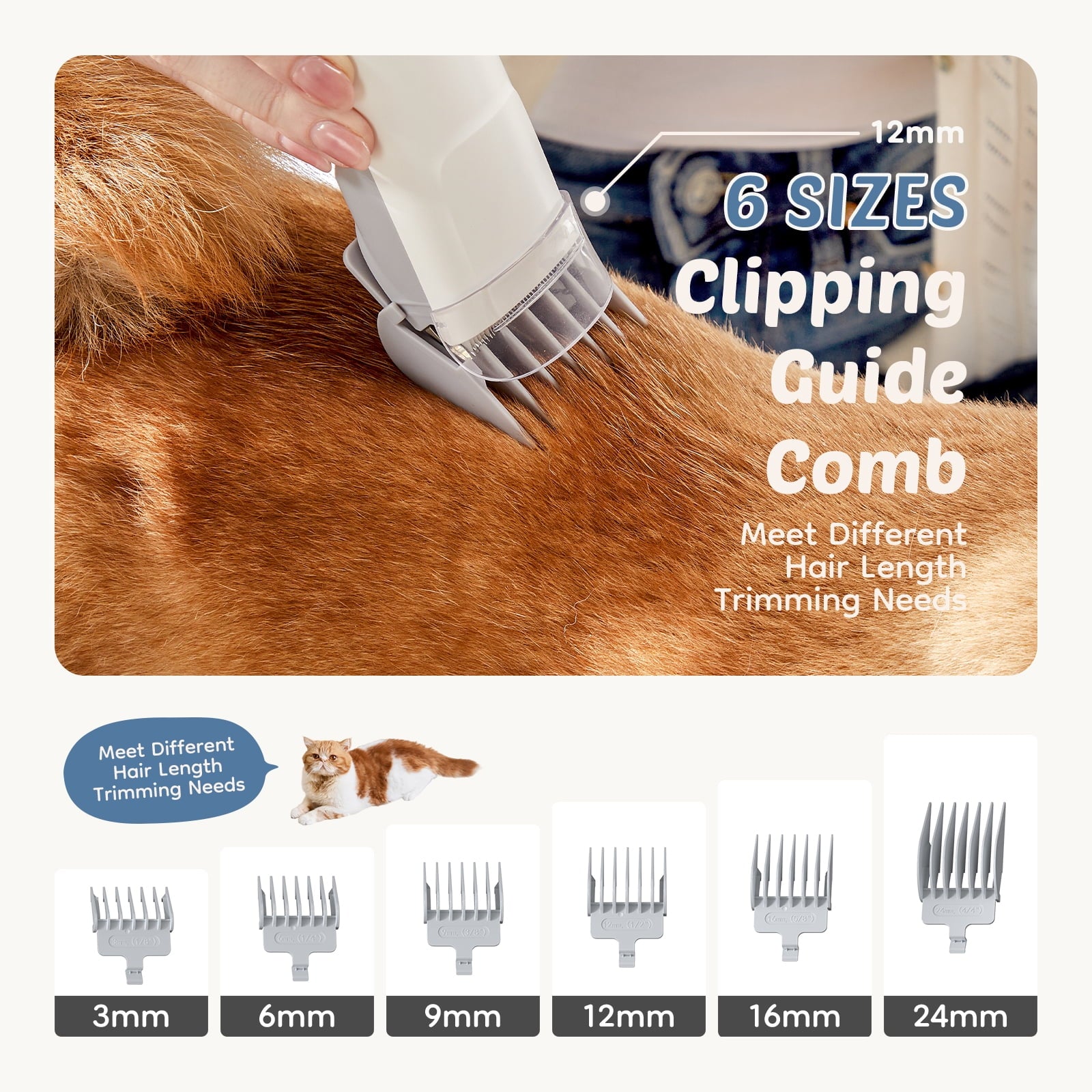 CONCETTA 5-in-1 Pet Grooming Vacuum Kit, 2.5L Dust Cup, 3 Suction Modes, and 5 Professional Grooming Tools, With Low Noise Cordless Clippers, White