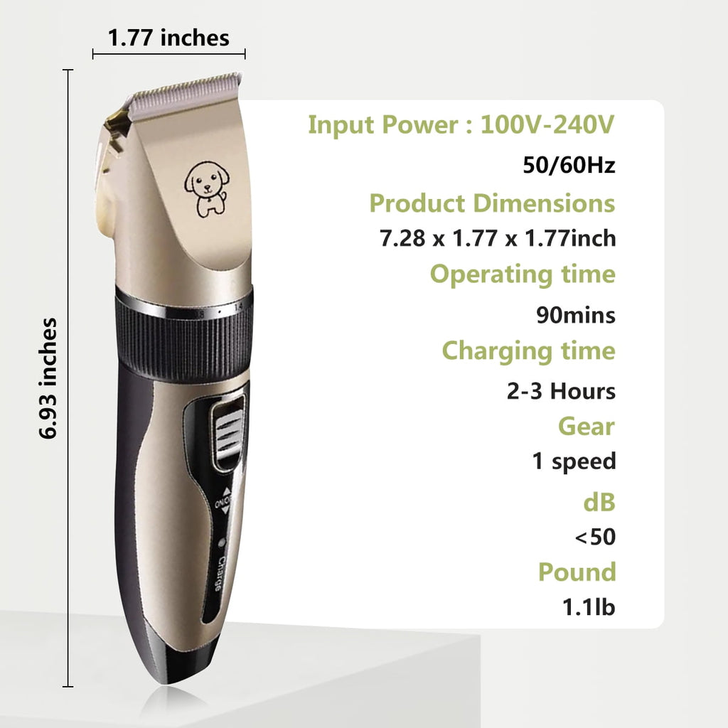 Syenll Dog Shaver Clippers, Low Noise Electric Hair Clipper Set Cordless Dog Grooming Kit for Dogs Cats Pet