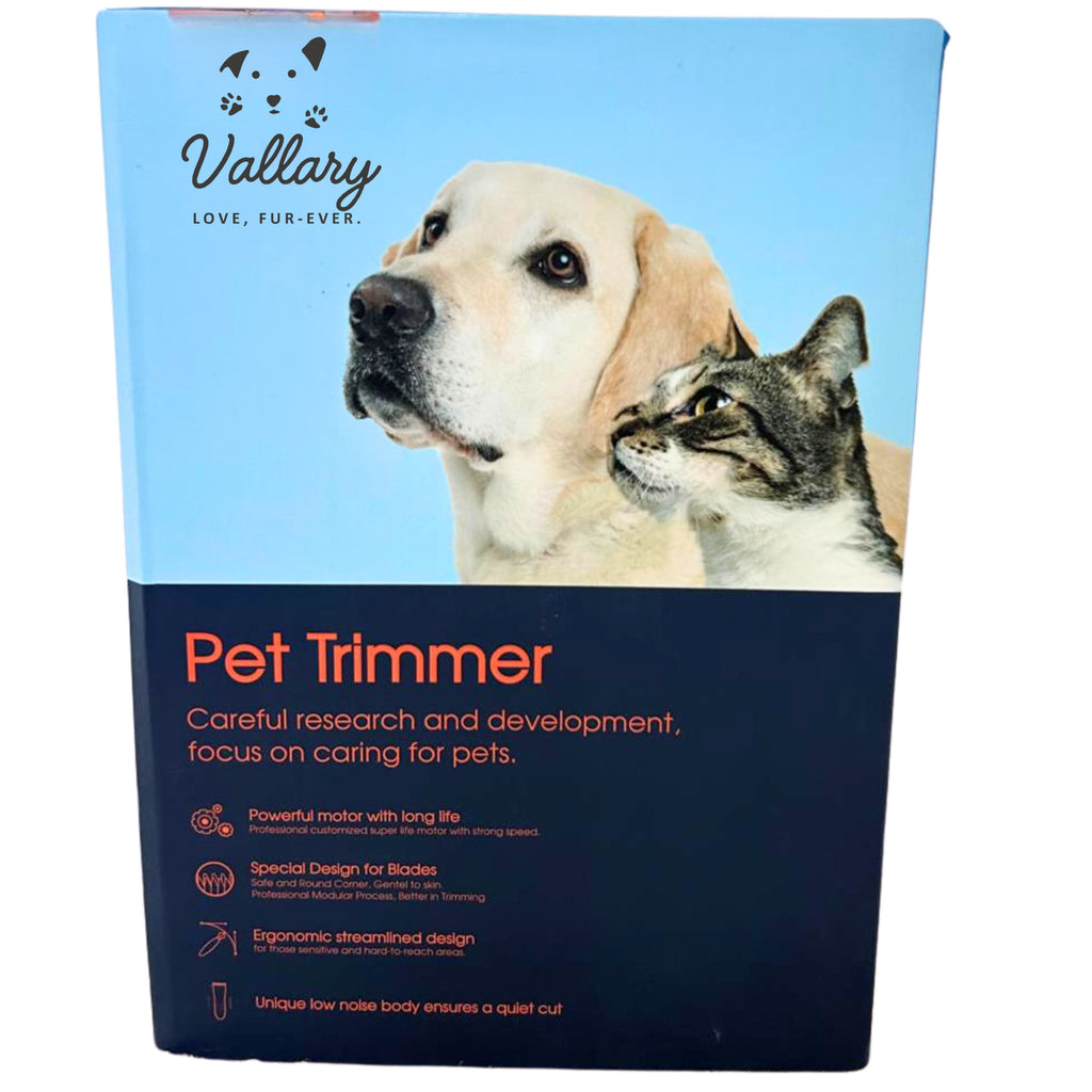 VALLARY 4-in-1 Pet Grooming Kit for Dogs & Cats – Low Noise Electric Clippers with Nail Grinder, Paw & Nose Trimmer | USB Rechargeable | Professional Home Grooming Tool Set