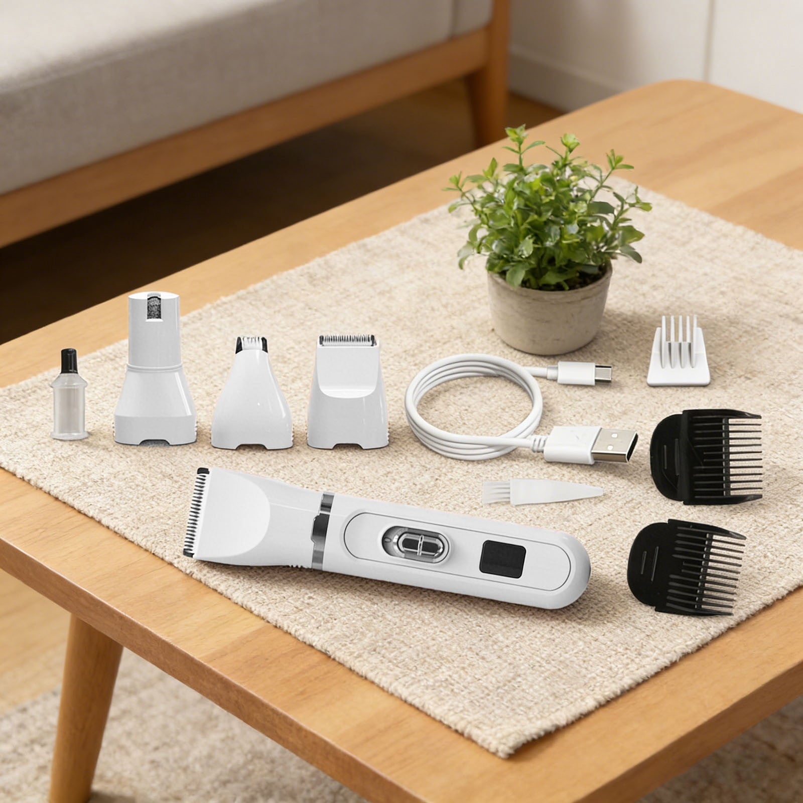 4 In 1 Pet Grooming Kit Cat Dog Hair Trimmer Clipper with Nail File and Safe