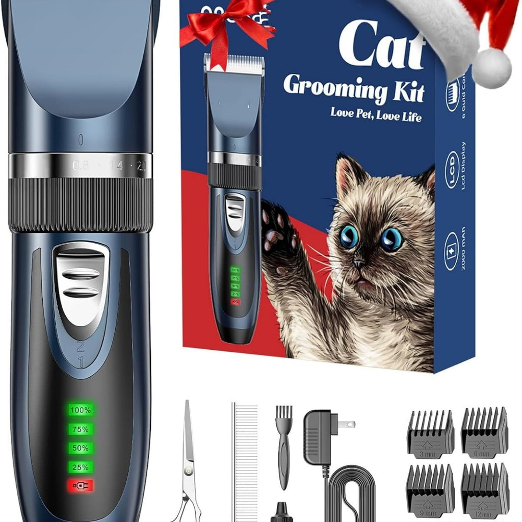 2-Speed Cordless Pet Shaver Grooming Kit for Cats, Small Dogs & Animals (Blue)