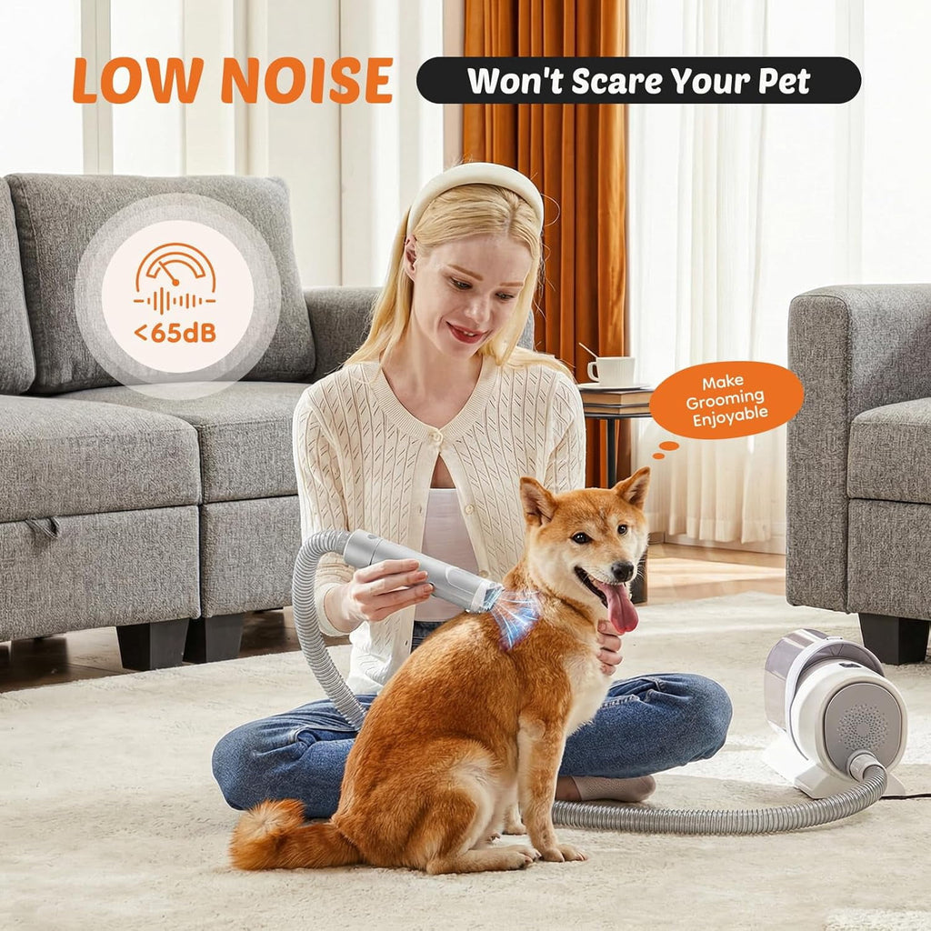 2.5L Cup Professional Pet Grooming Vacuum Kit, 3 Suction Modes and 5 Groomer Tools with Cordless Low Noise Dog Clippers for Cats, Other Animals Hair Trimmer