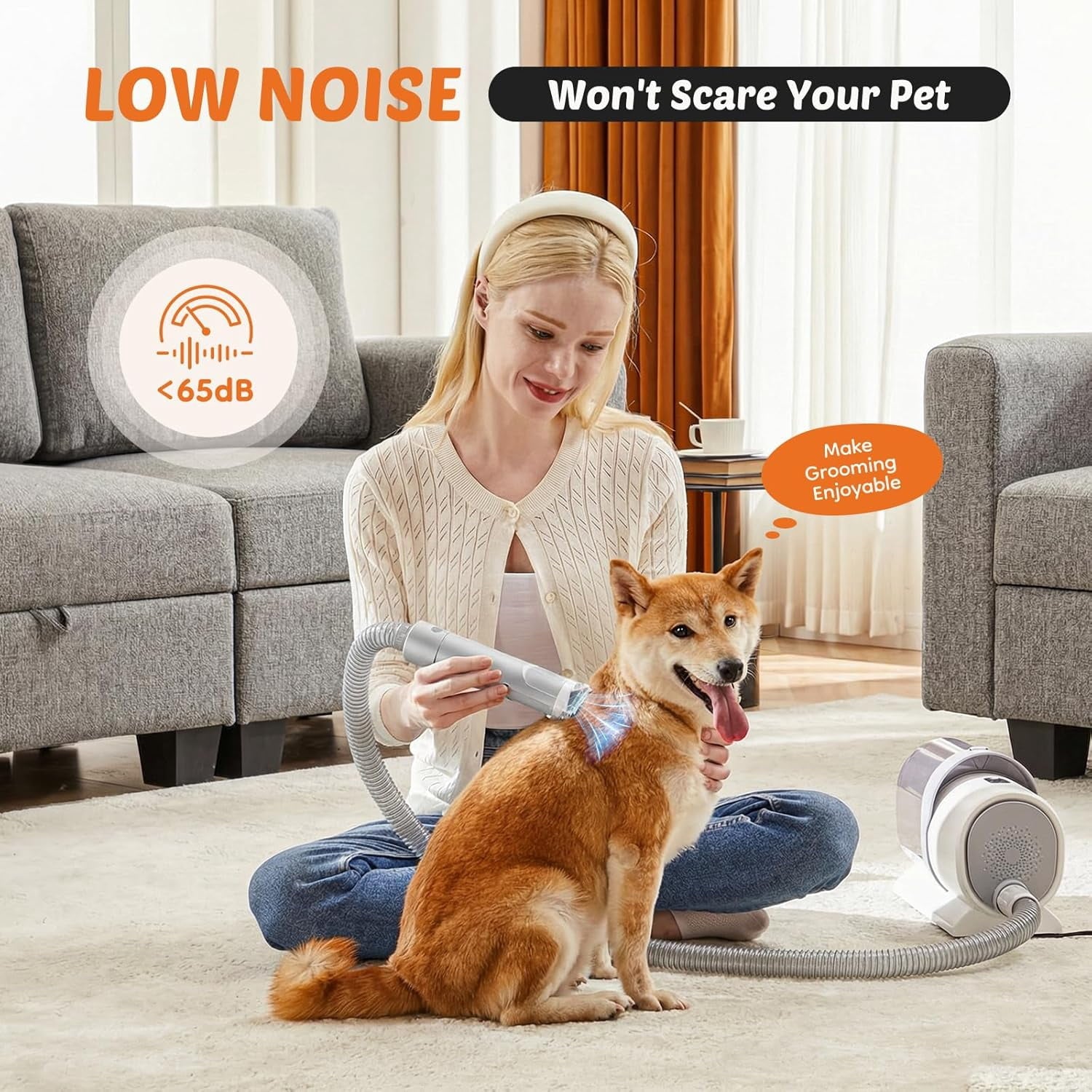 2.5L Cup Professional Pet Grooming Vacuum Kit, 3 Suction Modes and 5 Groomer Tools with Cordless Low Noise Dog Clippers for Cats, Other Animals Hair Trimmer
