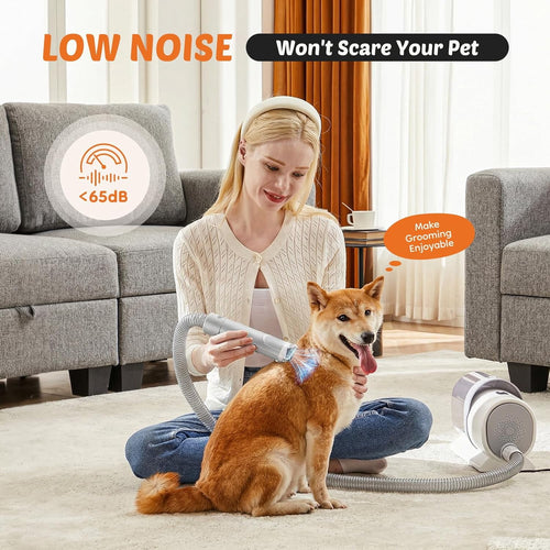 2.5L Cup Professional Pet Grooming Vacuum Kit, 3 Suction Modes and 5 Groomer Tools with Cordless Low Noise Dog Clippers for Cats, Other Animals Hair Trimmer