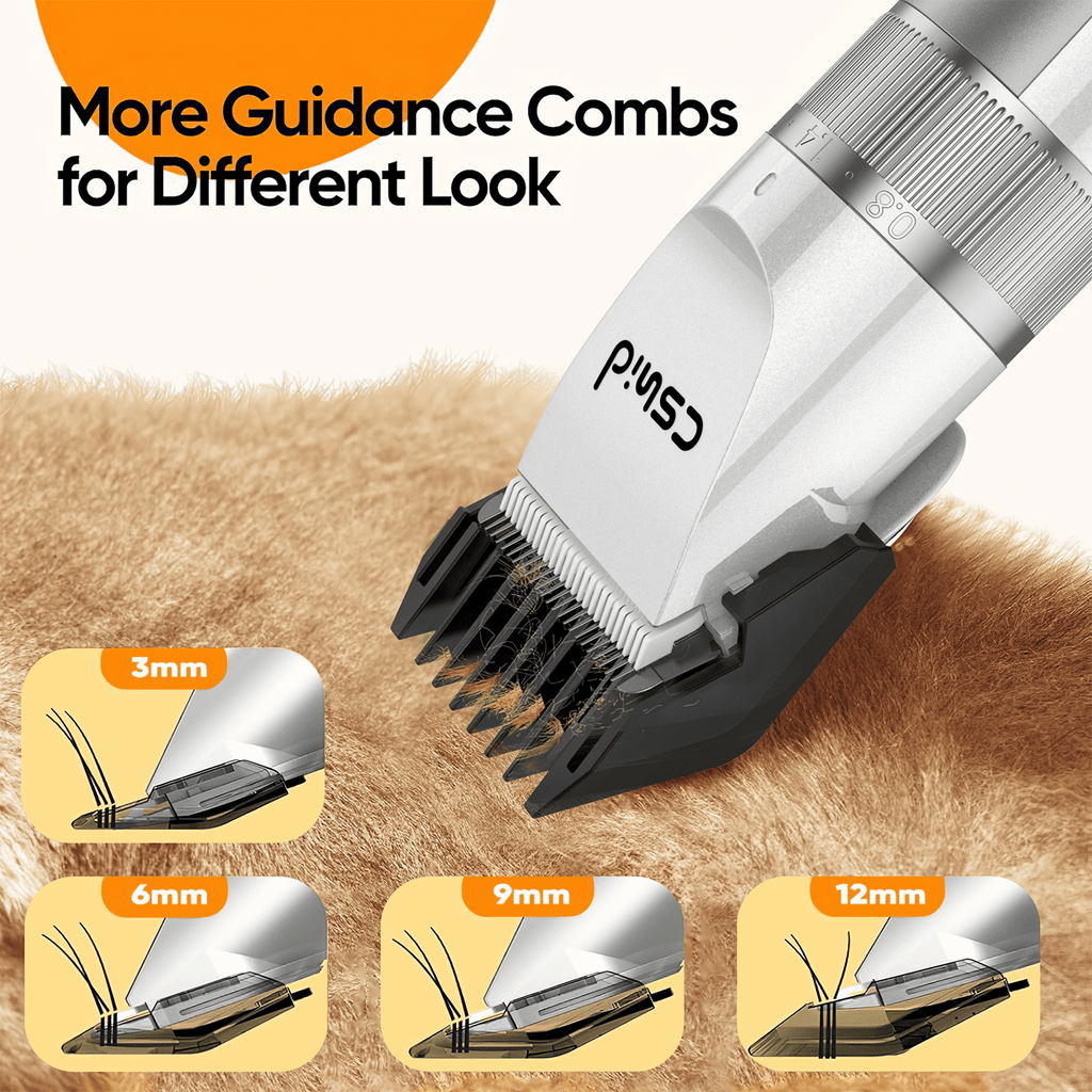 Dog Clippers for Thick Heavy Coats, Low Noise Rechargeable Cordless Pet Shaver with Stainless Steel Blade, Waterproof Dog Grooming Kit for Dogs Pets and Animals, White