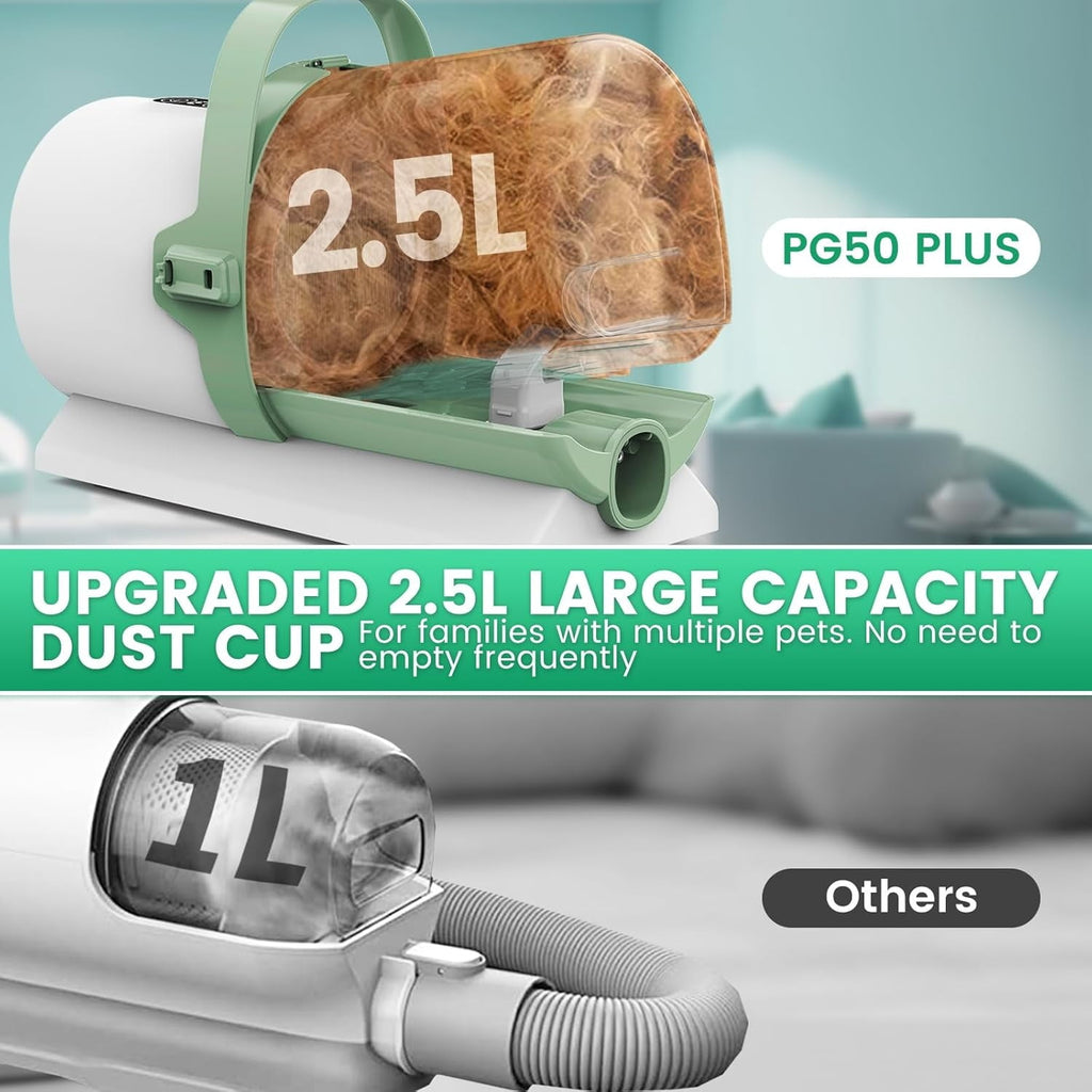 "Dog Grooming Vacuum, Pet Grooming Kit with Clipper Nail Trimmer Grinder, 2.5L Dust Cup 7 Grooming Tools 11000Pa Dog Hair Vacuum for Shedding Grooming, Home Cleaning, PG50 Plus "