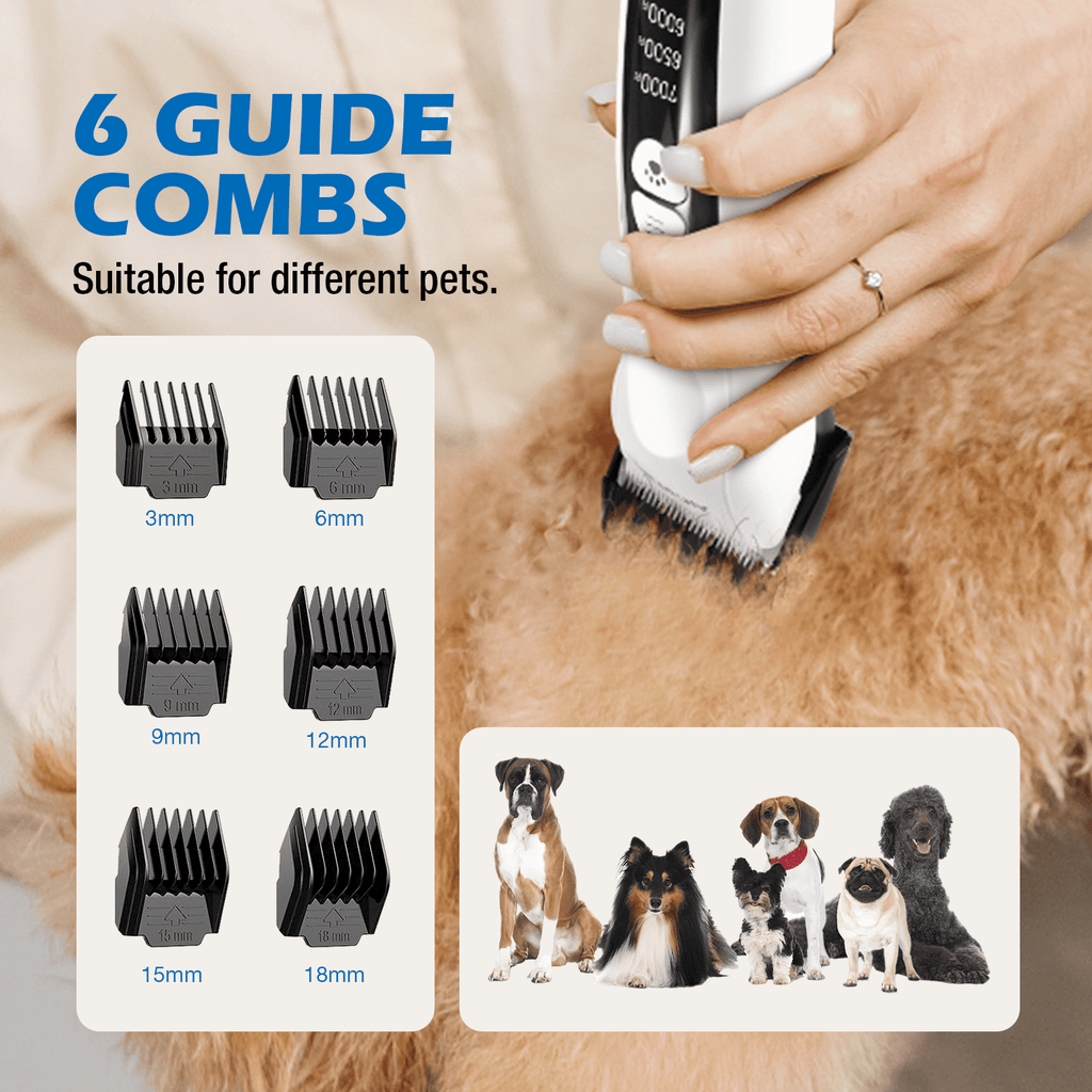 Petopia Cordless Dog Clippers for Grooming Kit 3 Speed 7000RPM Heavy Duty Hair Trimmers Metal Blade for Dogs Cat Pet with Thick&Heavy Coats, Low Noise Shaver