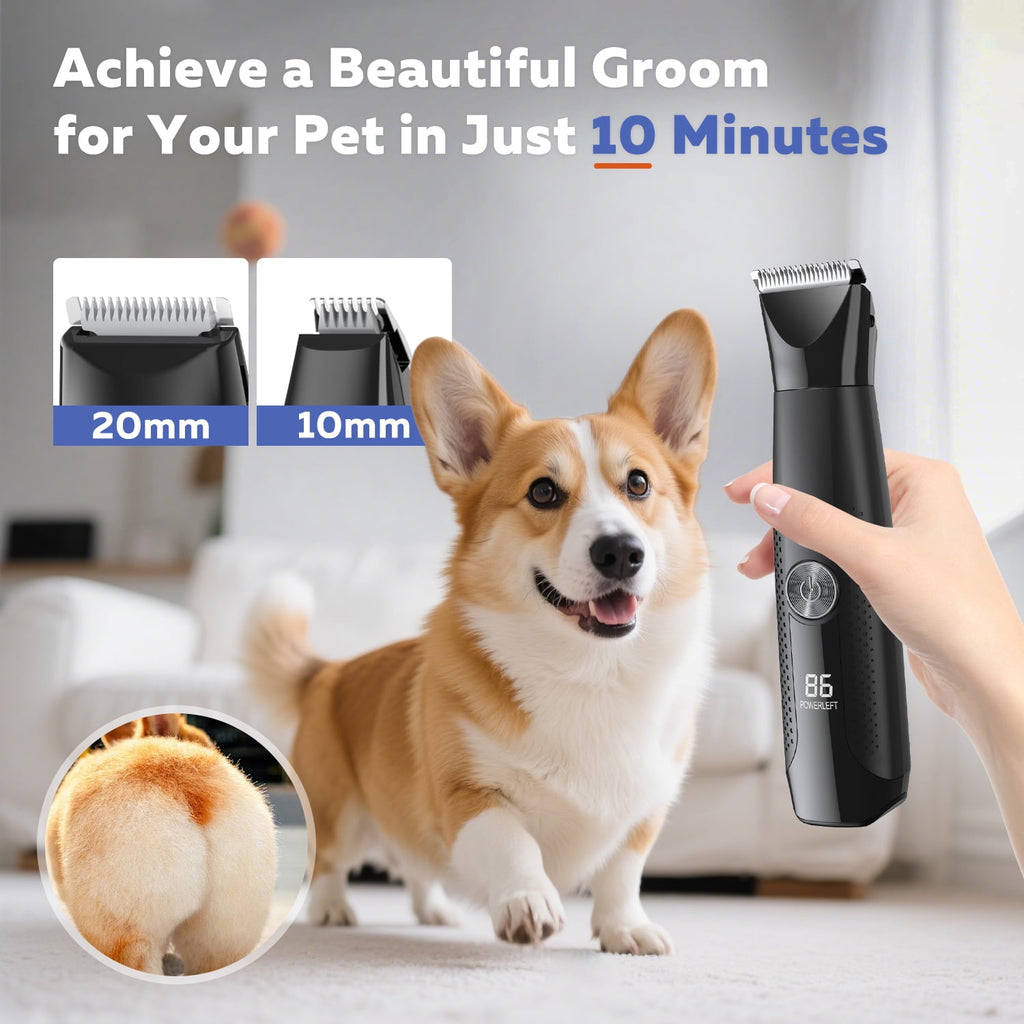 Dog Clippers with LED Display, Cordless 4-in-1 Pet Grooming Tool for Dogs Cats, Low-Noise Hair Trimmer with Nail Grinder Attachment, Rechargeable