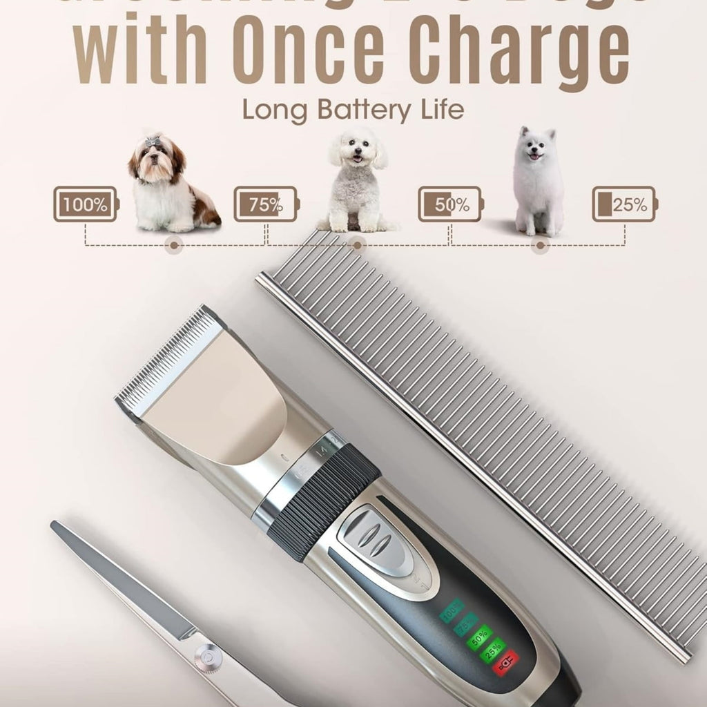 Dog Clippers Low Noise, 2-Speed Quiet Dog Grooming Kit Rechargeable Cordless Pet Hair Clipper Trimmer Shaver for Small and Large Dogs Cats Animals