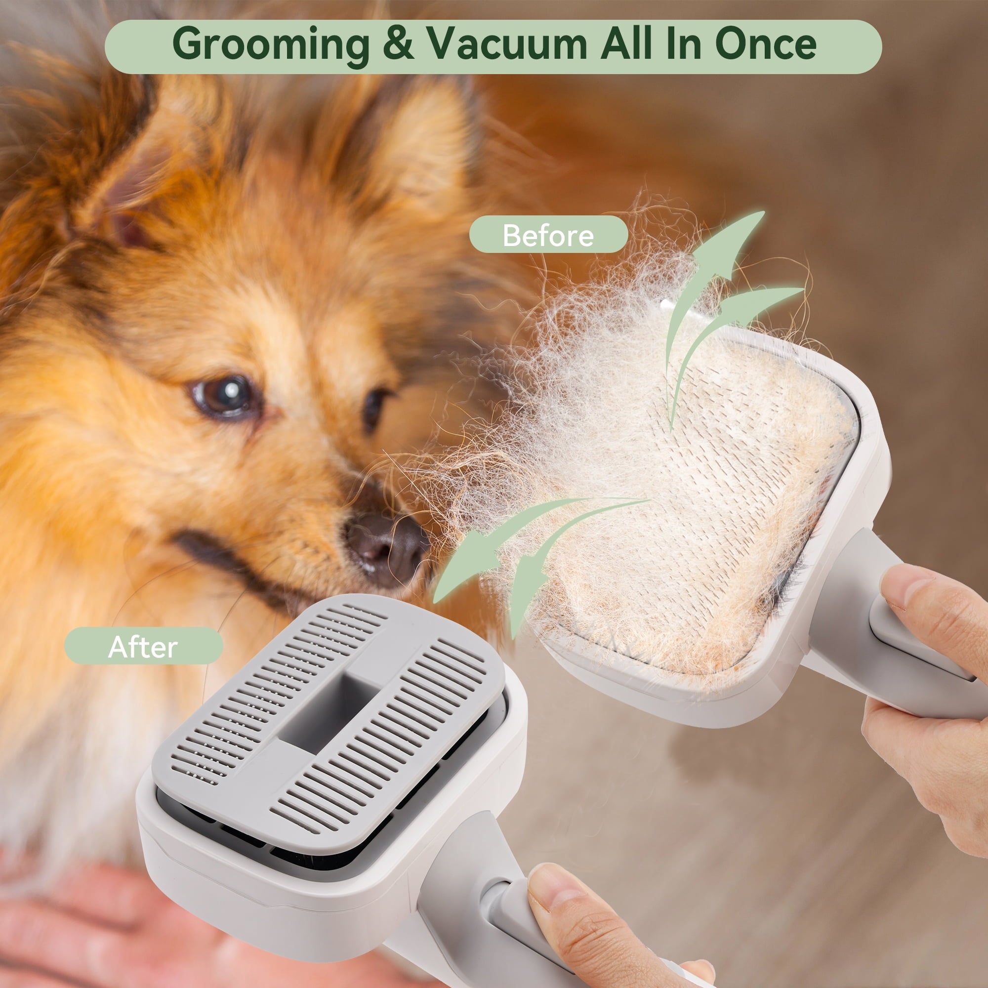 5 In 1 Pet Grooming Kit Vacuum Suction Professional Pet Hair Clipper, 1.5L Grooming Tools for Dogs Cats Pets, Dog Vacuum Brush for Shedding Grooming