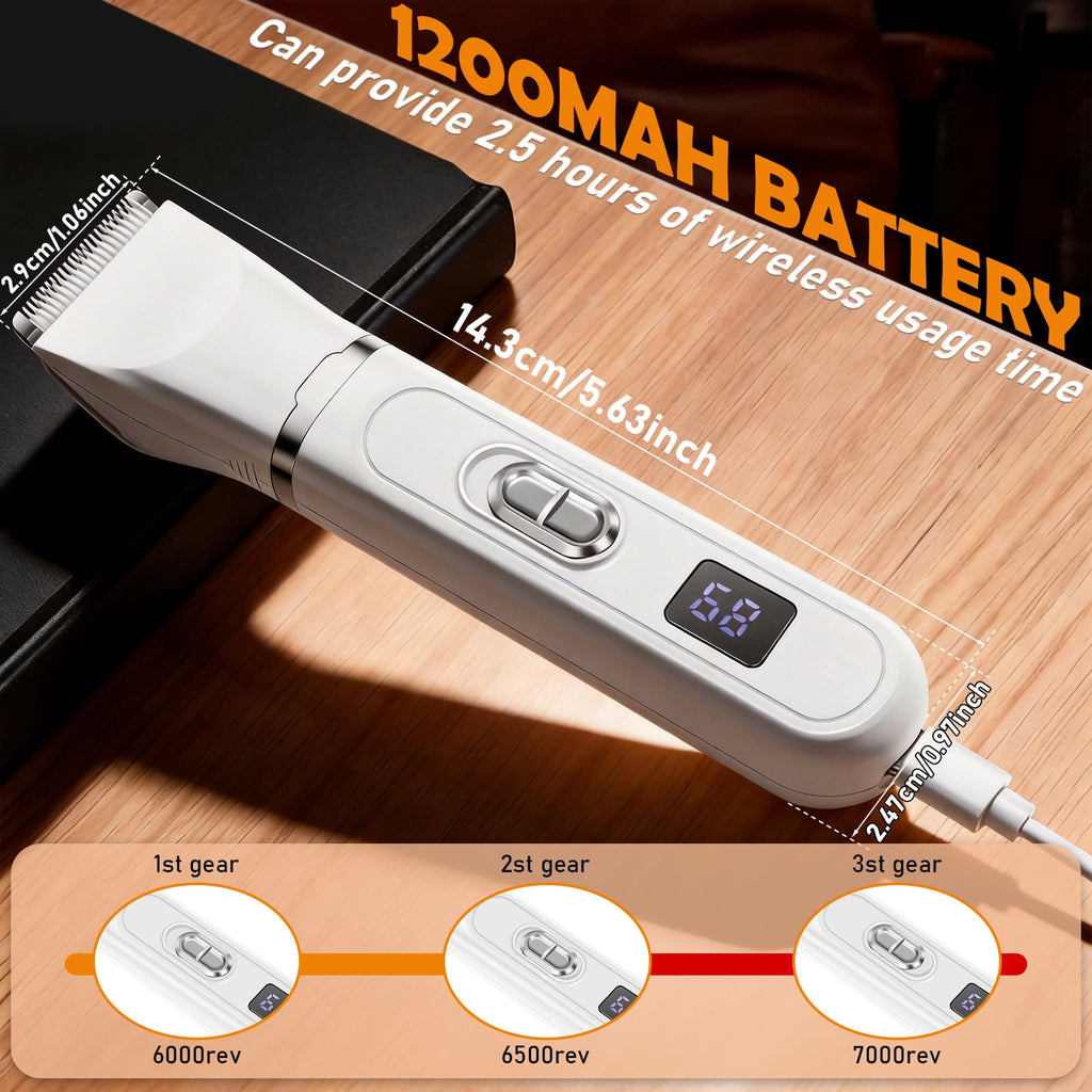 4 in 1 Portable&nbsp;Dog Grooming Kit 3 Speed Dog Hair Trimmer Nail Grinder with Durable LED Display USB Charging Waterproof Pet Grooming Supplies ABS White