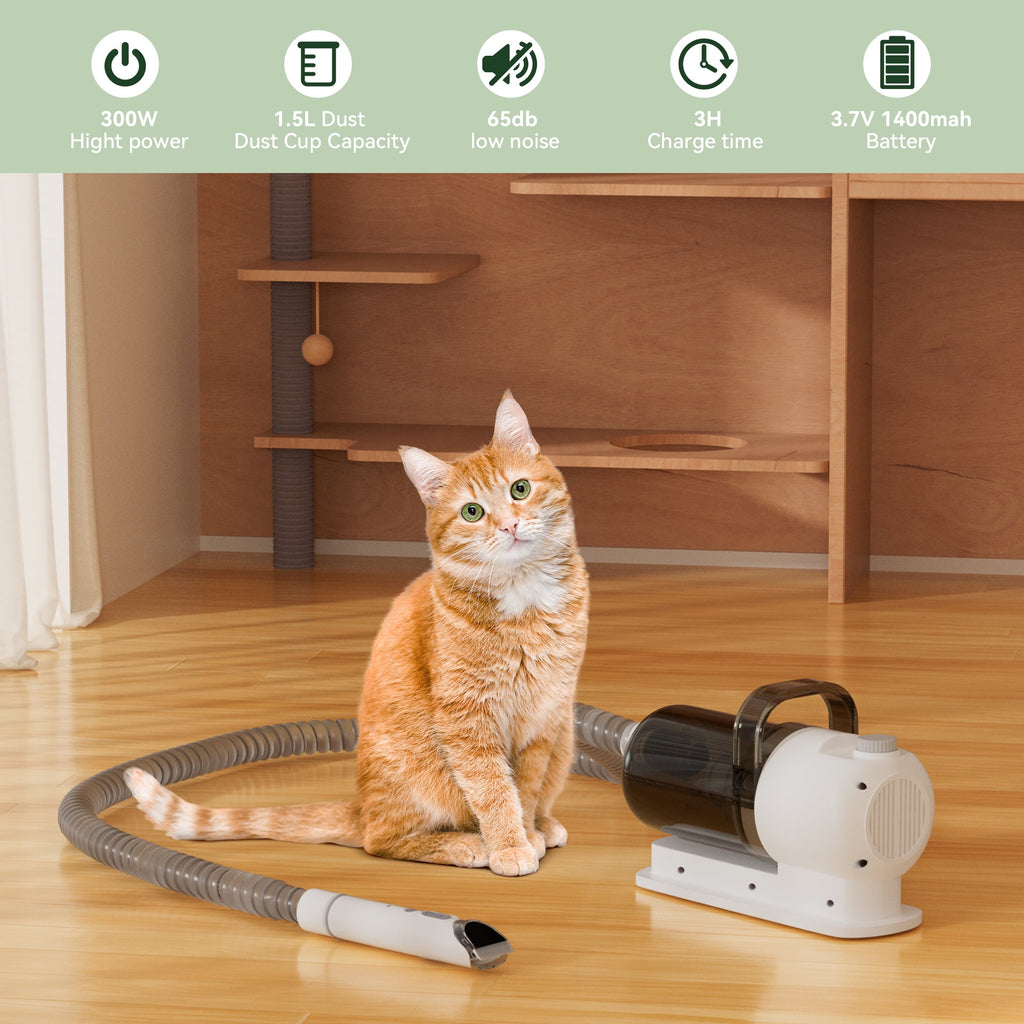 5 In 1 Pet Grooming Kit Vacuum Suction Professional Pet Hair Clipper, 1.5L Grooming Tools for Dogs Cats Pets, Dog Vacuum Brush for Shedding Grooming