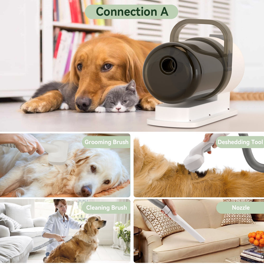 5 In 1 Pet Grooming Kit Vacuum Suction Professional Pet Hair Clipper, 1.5L Grooming Tools for Dogs Cats Pets, Dog Vacuum Brush for Shedding Grooming