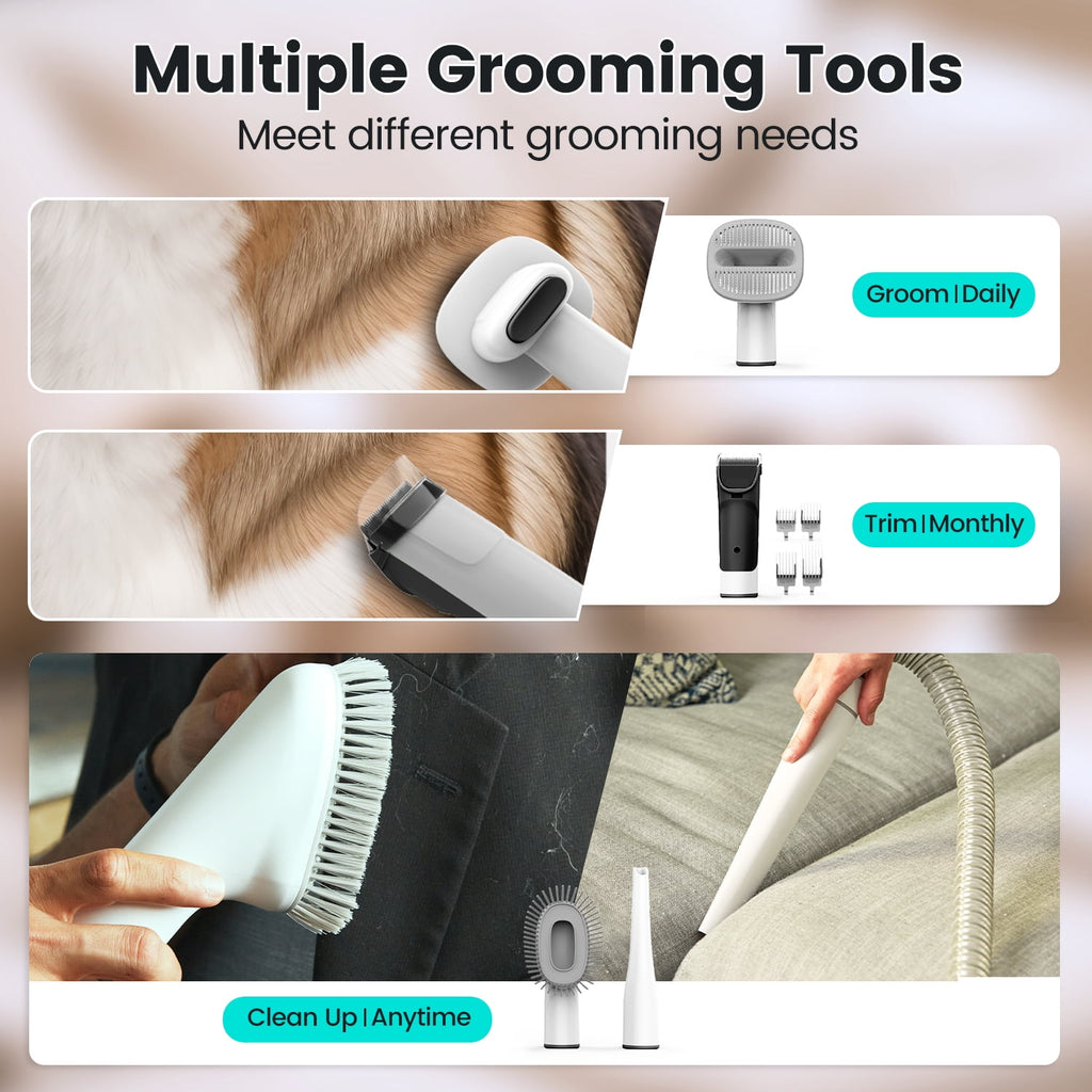 AIRROBO Dog Grooming Kit, 7in1  Dog Grooming Vacuum , 11000Pa Super Suction for Pet Hair,Grooming Vacuum for Shedding Grooming, Low Noise,