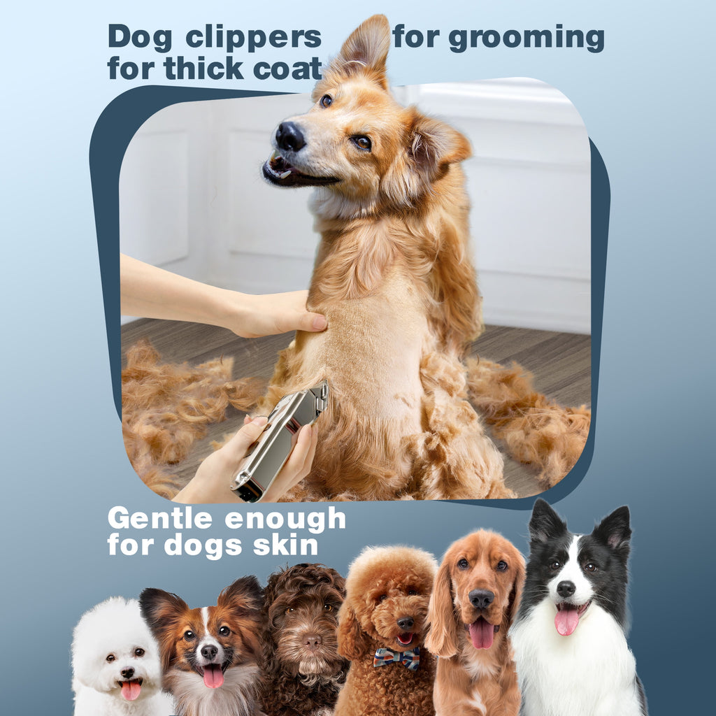 Oneisall RFC-676 Dog Clippers for Grooming, Low Noise 2000mAh Rechargeable Dog Grooming Clippers, Cordless Dog Shaver, IPX7 Waterproof Dog Grooming Kit with 6 Guide Combs