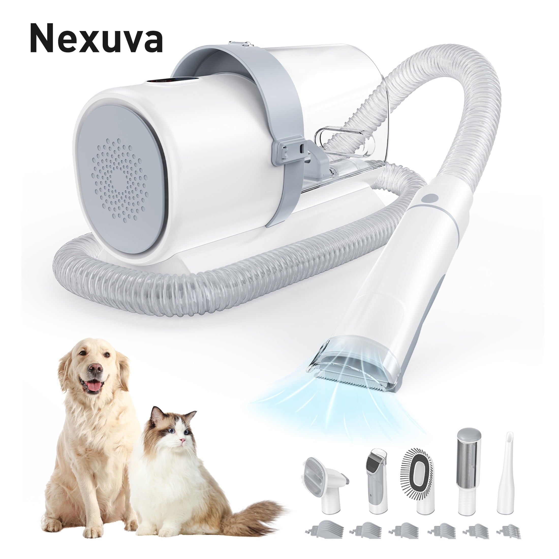 Nexuva 2.5L 5-in-1 Pet Brushing Kit - Electric Clippers, Grooming & Hair Vacuum for Dogs, Cats