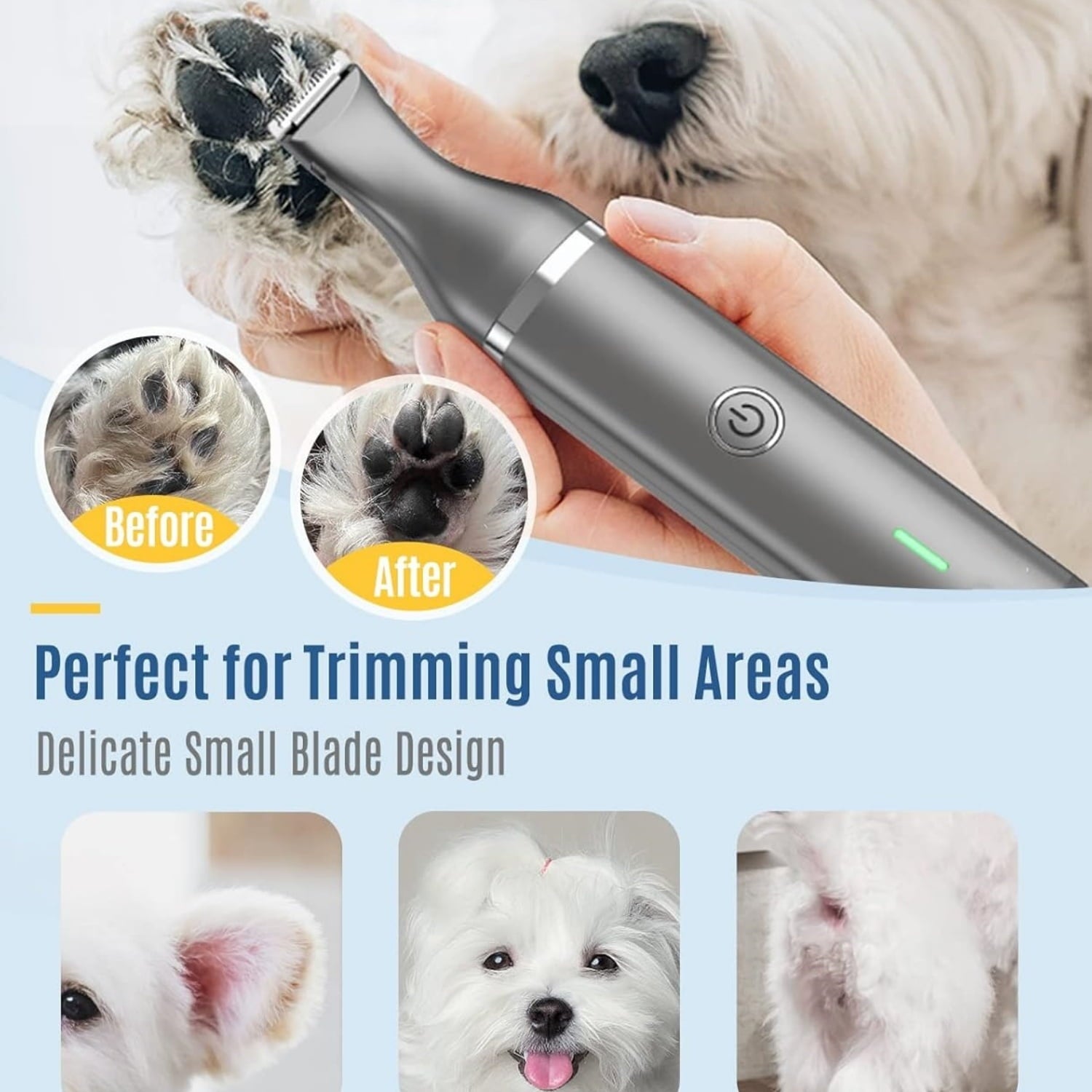 2 in 1 Pet Cat & Dog Grooming Kit - Quiet Cordless Dog Clippers & Paw Trimmer for Grooming Pet Hair