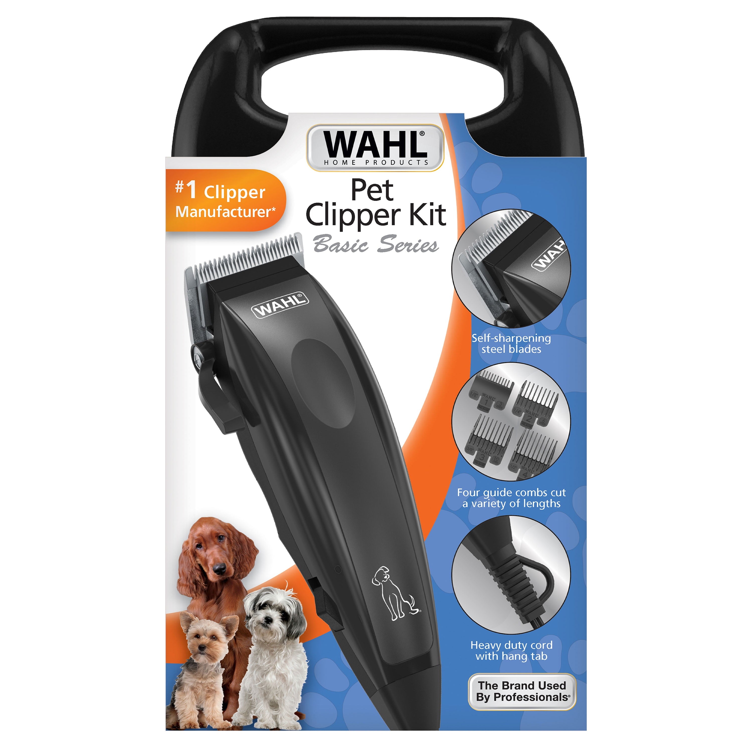 Wahl Basic Series Touch up Corded Pet Clipper, 10 Piece Dog Grooming Kit Black - 9653-1101