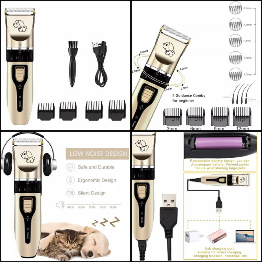 Professional Pet Grooming Kit, Cordless Low Noise Clippers for Dogs & Cats