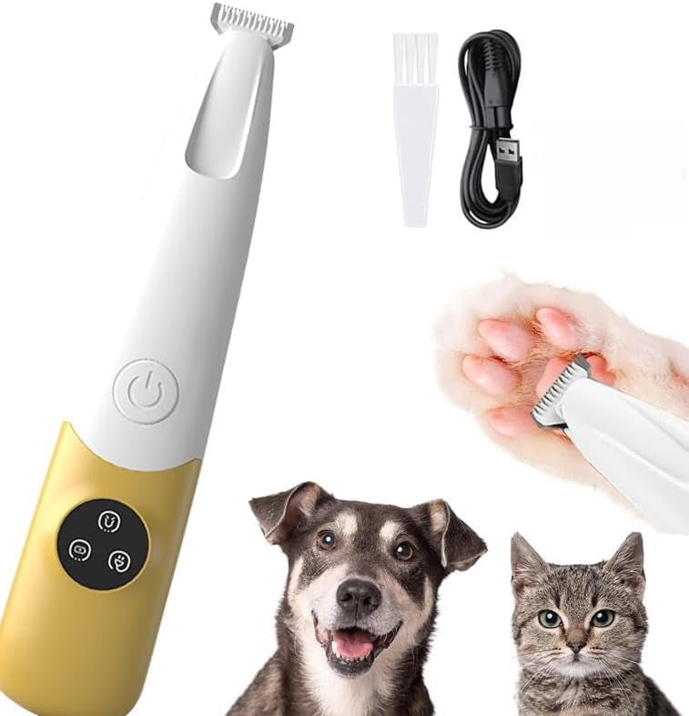 Dog Paw Trimmer with LED Light, 50DB Low Noise Cordless Cat Paw Trimmer for Puppy Kitten Small Pet, USB Rechargeable Dog Clippers Grooming Kit for Paws Ears Face Rump
