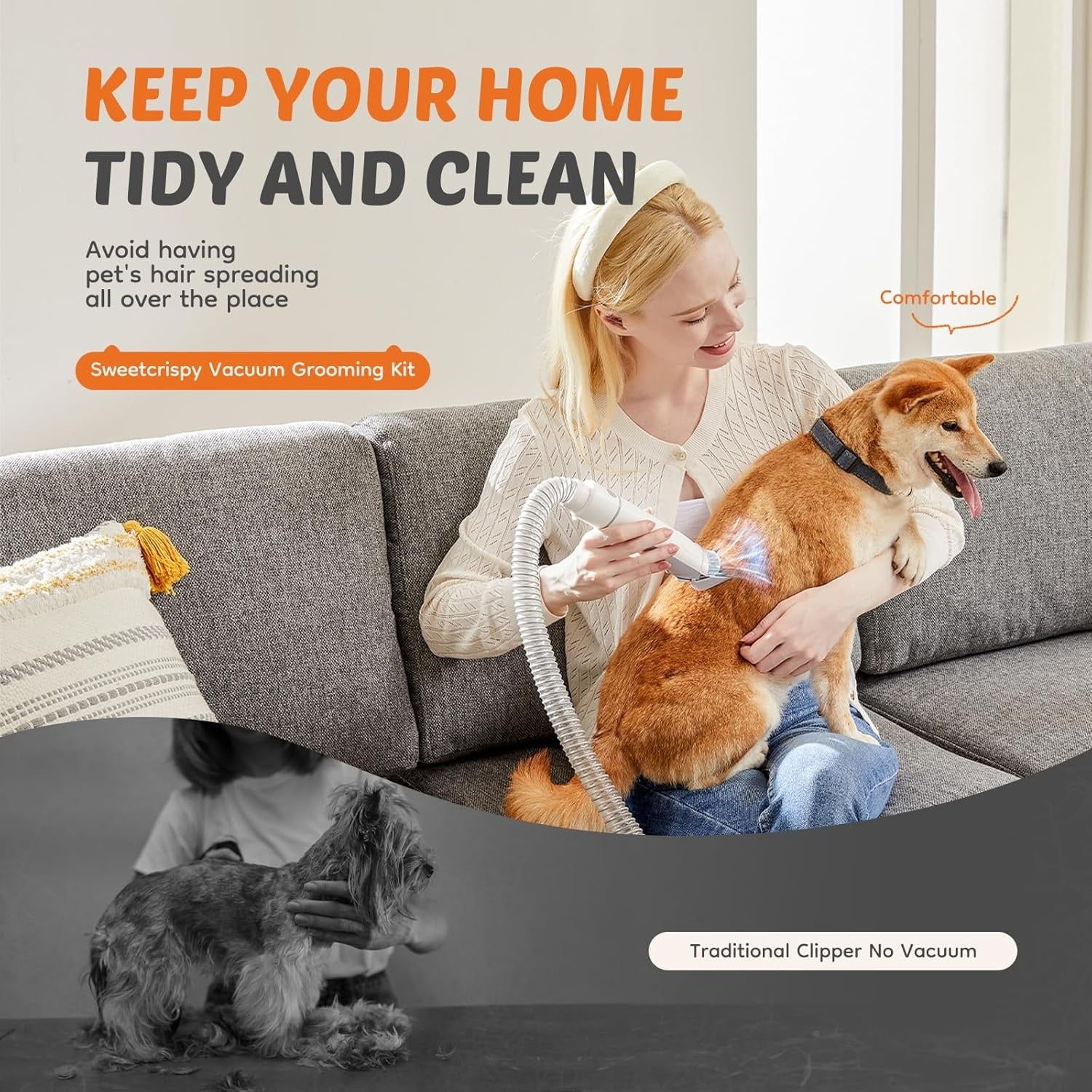 Professional Pet Grooming Vacuum Kit, 2.5L Cup, 3 Suction Modes, and 5 Groomer Tools with Cordless Low Noise Dog Clippers for Cats, Other Animals Hair Trimmer