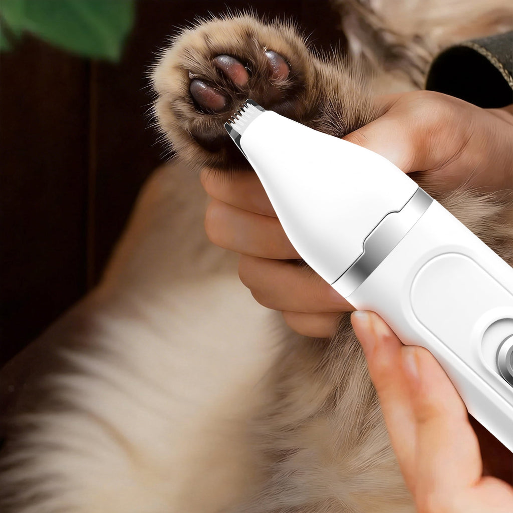 4 in 1 Portable&nbsp;Dog Grooming Kit 3 Speed Dog Hair Trimmer Nail Grinder with Durable LED Display USB Charging Waterproof Pet Grooming Supplies ABS White