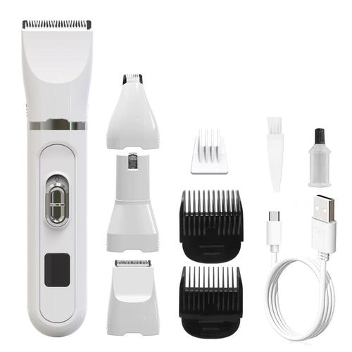 4 In 1 Pet Grooming Kit Cat Dog Hair Trimmer Clipper with Nail File and Safe