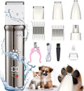 VANECL 4 in 1 Dog Grooming Clippers Kit with LED Display,Waterproof Dog Clippers Cordless for thick hair,Low Noise Dog Hair Trimmer for Dogs Cats Animals