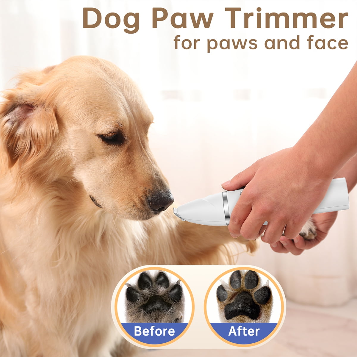 Dog Clippers for Grooming for Heavy Thick Hair Coats with Dog Paw Trimmer Nail Grinder for Grooming, Low Noise Rechargeable Cordless Dog Grooming Kit with Paw Trimmer Nail Grinder for Small Large Dog