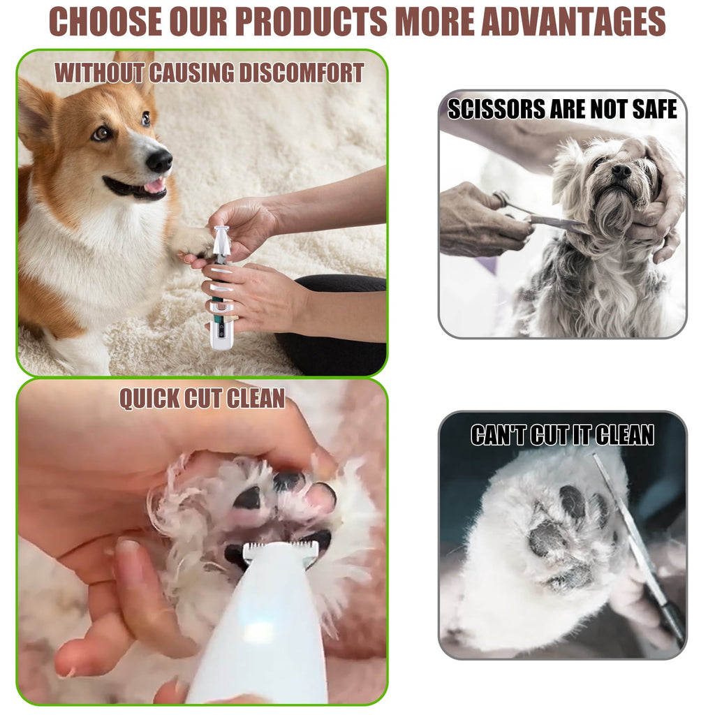 Audessy Electric Clipper for Dogs and Cats, Pet Hair Clipper with LED Light, Multifunctional Electric Pet Clipper Kit, for Grooming Pet Hair Around Paws, Eyes, Face and Rump