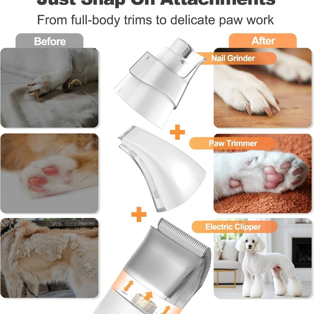 6-in-1 Dog Grooming Kit, Pet Grooming Vacuum for Shedding, Dog Hair Vacuum with Clipper Nail Trimmer Grinder, Pet Brush Groomer at Home, Low Noise Cats Hair Remover, 1.5L Dust Cup