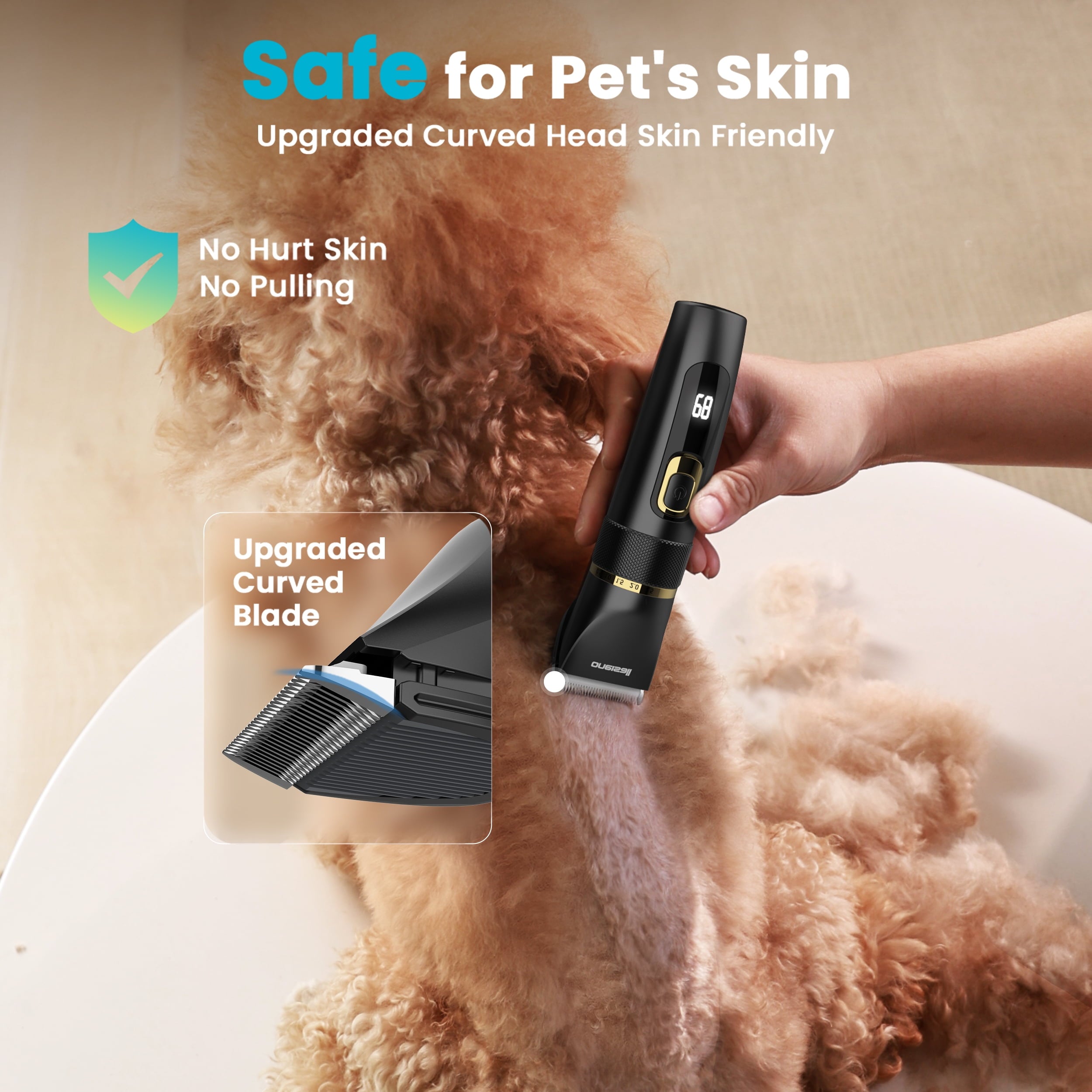 Oneisall DC-200 Dog Clippers, Adjustable & Detachable Blade, IPX7 Waterproof, Home Dog Grooming Kit, Black