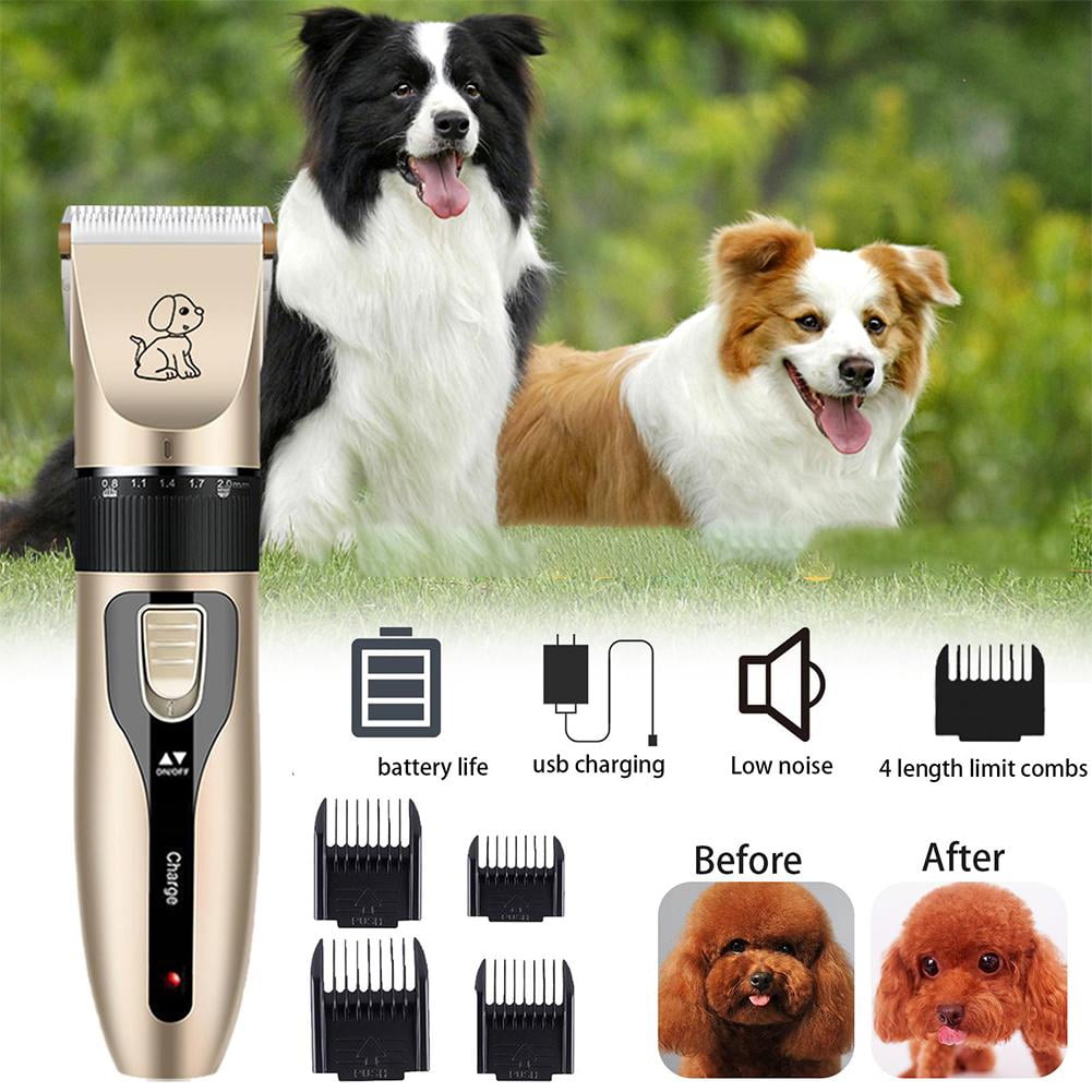 QHUDLV Dog Grooming Kit Clippers,Dog Shaver Clippers,Pet Hair Thick Coats Clippers Trimmers Set,Low Noise Rechargeable Cordless Electric Quiet Hair Clippers Set for Dogs Cats Pets B1R7