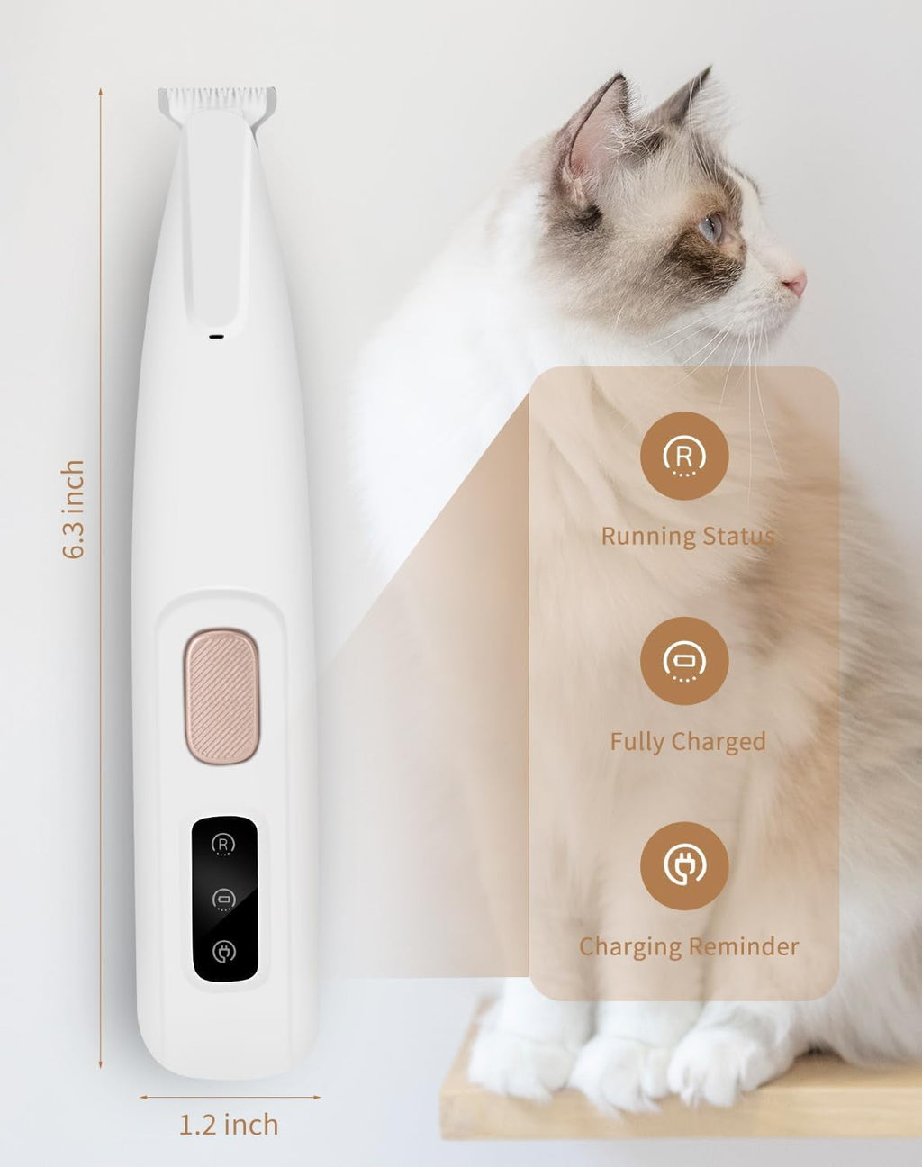 Paw Trimmer with LED Light, Ultra-Low Noise Dog Trimmer Grooming Kit with Replacement Blades, Waterproof Rechargeable Pet Hair Clippers for Small Dogs Cats Paws, Eyes, Ears, Face, Rump