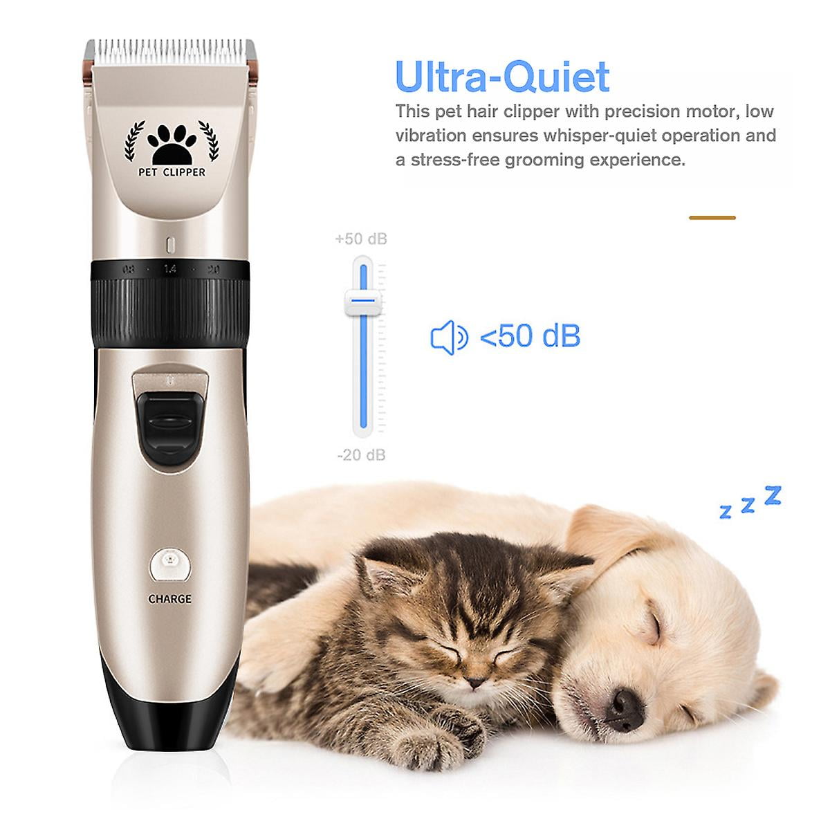 Electric Cat Dog Pet Shave Clipper Hair Low Noise Cordless Grooming Trimming Kit