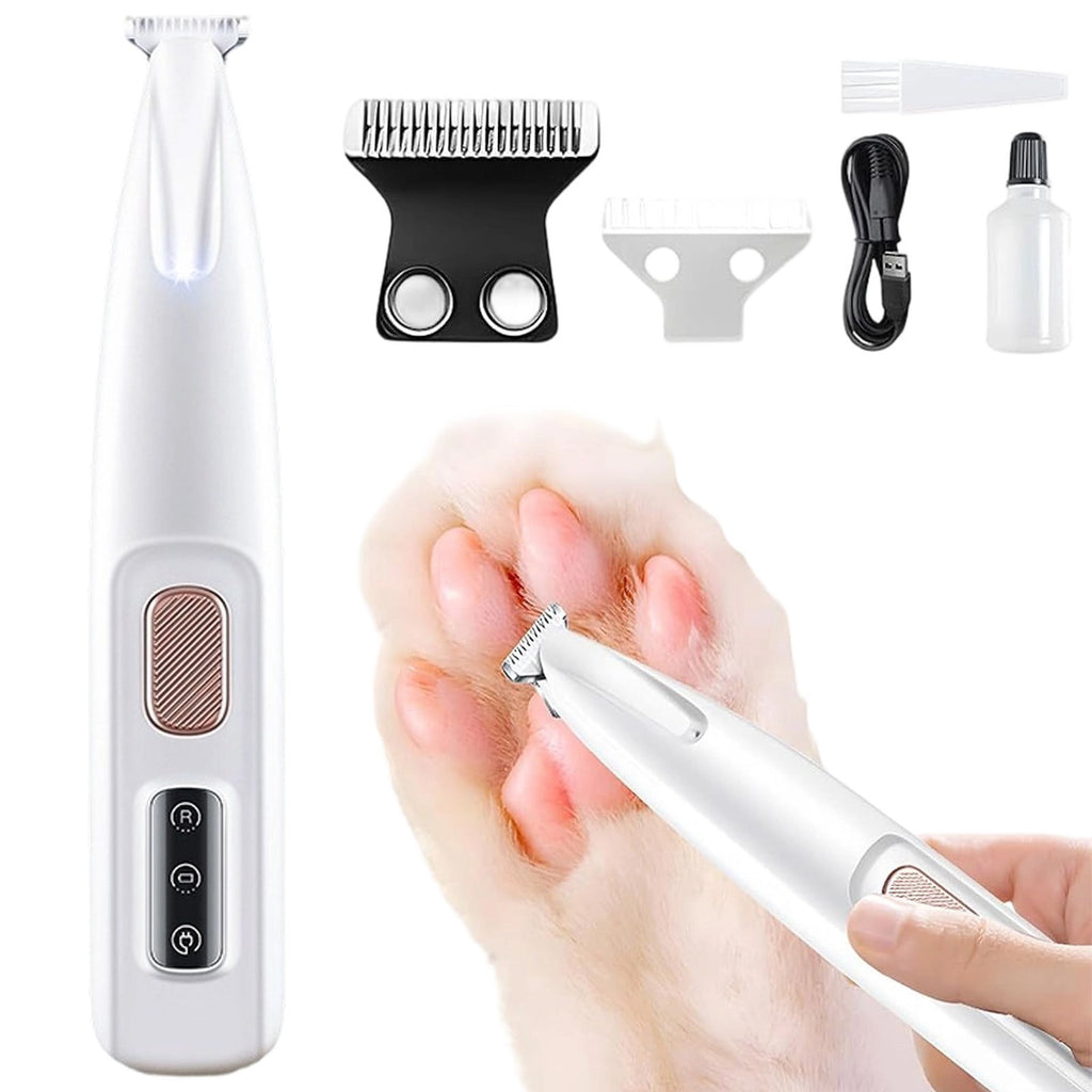 Barhoo Multifunctional Pet Grooming Trimmer Rechargeable Low Noise Hair Clipper with Led Light Precision Shaver for Dogs Cats Ears Face Paws Buttocks Cordless Electric Pet Grooming Kit Waterproof