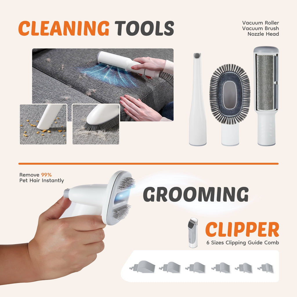MCQ 5 in 1 Dog Grooming Vacuum Kit: Electric Pet Trimmer Clipper with 2.5L Dust Box, Ultra-Quiet Operation