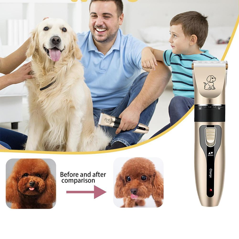 QHUDLV Dog Grooming Kit Clippers,Dog Shaver Clippers,Pet Hair Thick Coats Clippers Trimmers Set,Low Noise Rechargeable Cordless Electric Quiet Hair Clippers Set for Dogs Cats Pets B1R7